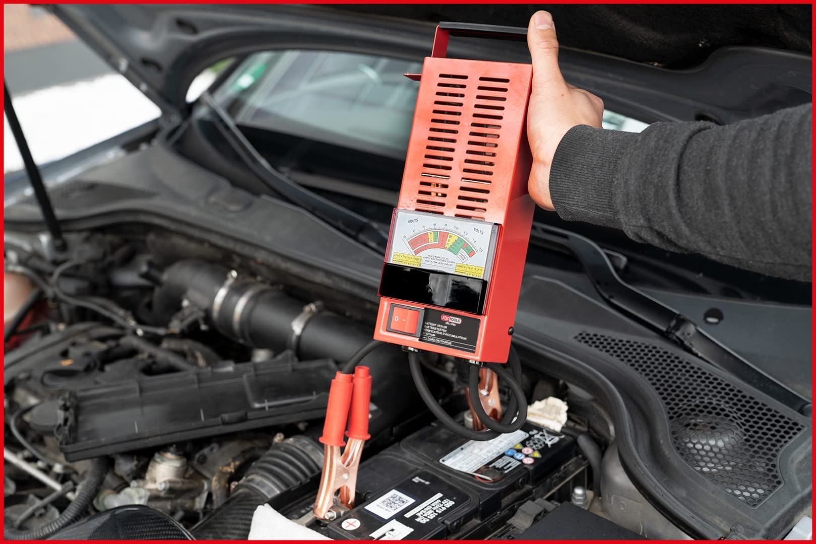 KS TOOLS 550.1690 6V & 12V Battery Tester - Universal Size with Clear Display for Car, Motorcycle, Boat & RV Battery Testing