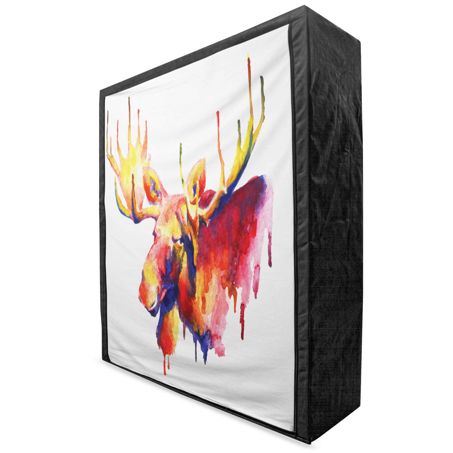 Ambesonne Moose Portable Fabric Wardrobe - Psychedelic Watercolor Moose Design, 59