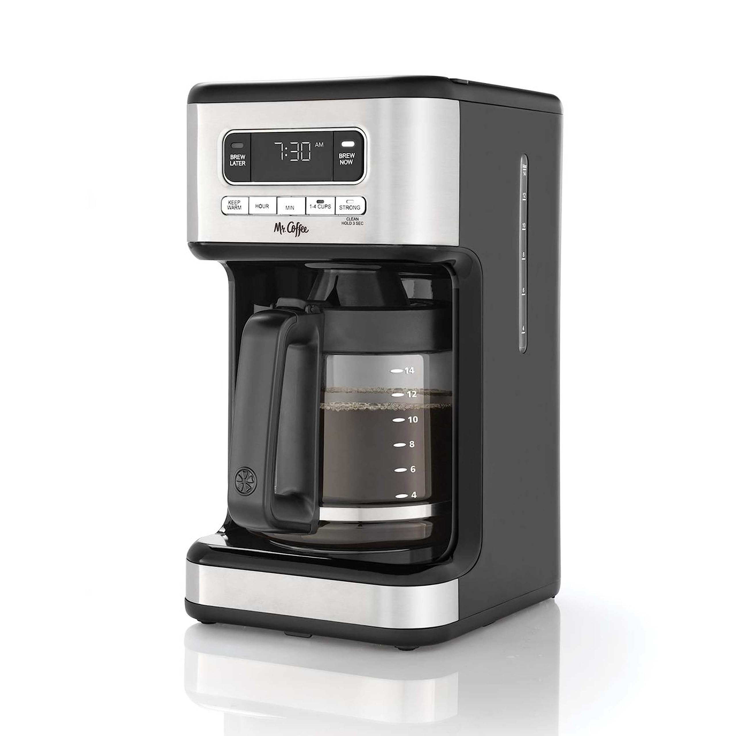 Mr. Coffee 14 Cup Programmable Coffee Maker with Timer, Stainless Steel - Perfect for Home, Office & Entertaining Guests