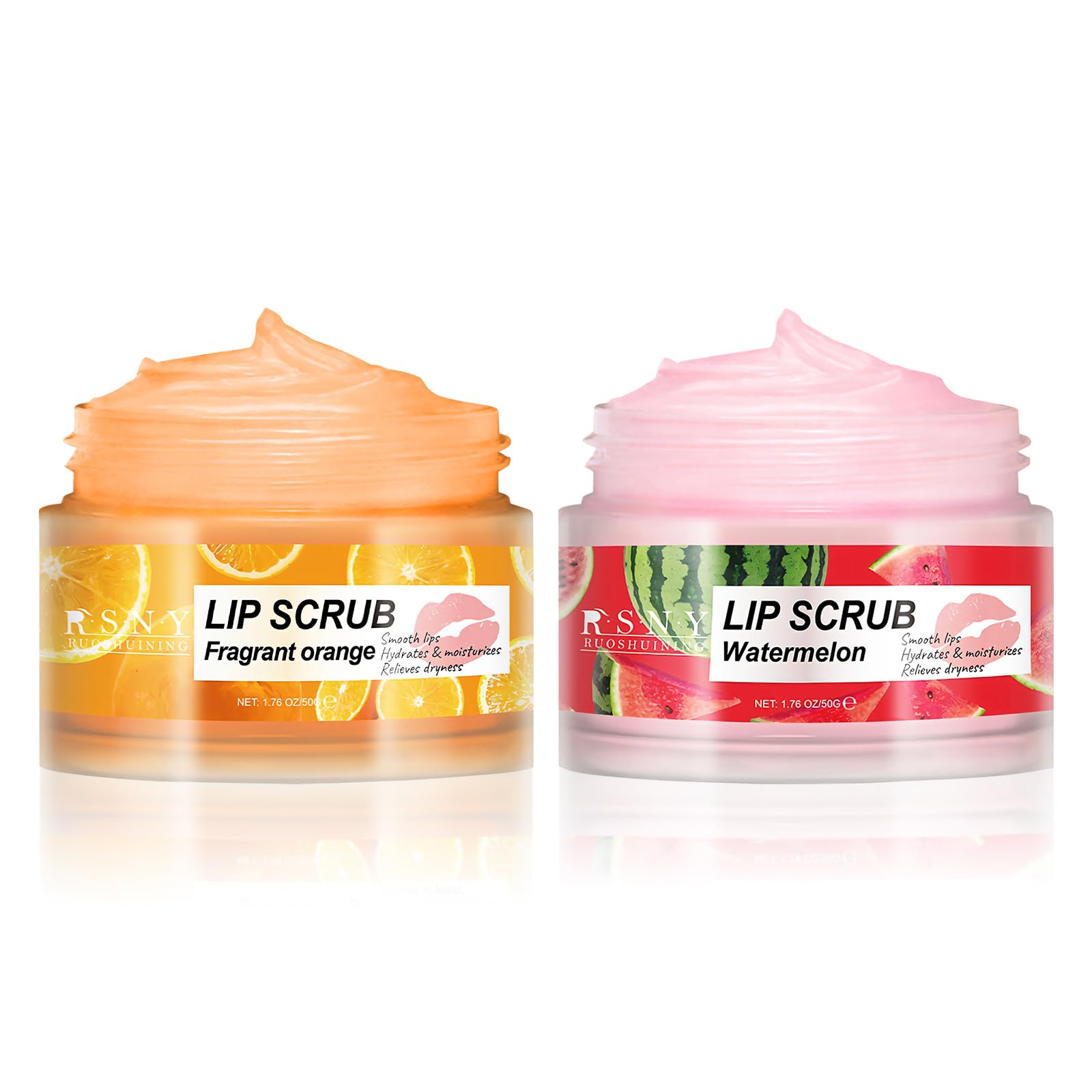 2 Packs Lip Scrub Exfoliator - Deep Moisturizing & Nourishing Lip Care for Dry, Chapped Lips - Gentle Exfoliating Scrub with Watermelon & Orange Scent - 1.76 fl oz Dark Lip Corrector for Men & Women - Perfect for Daily Lip Care Routine & Pre-Lipstick Prep