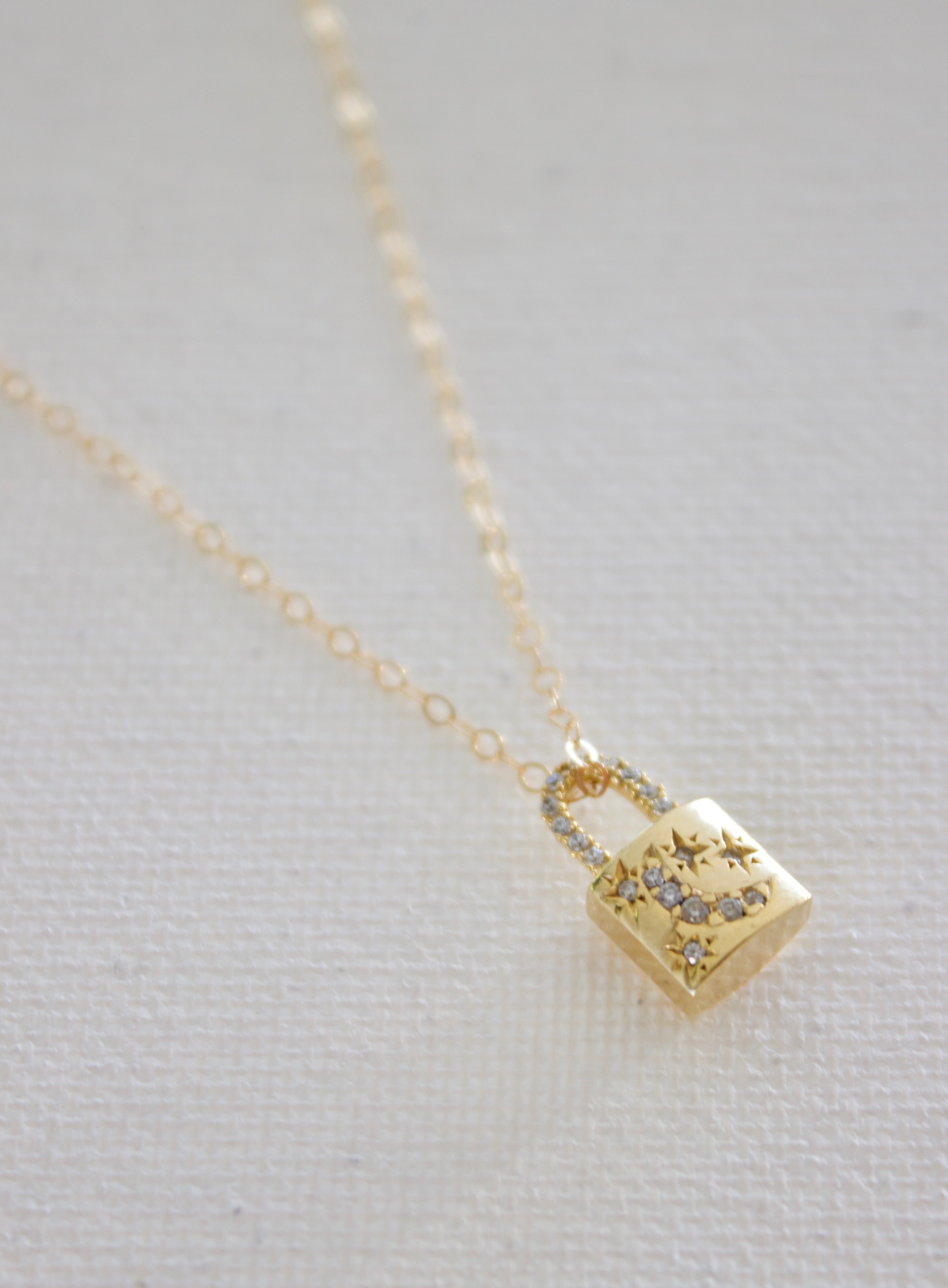 Celestial Lock Charm Necklace - Elegant Zodiac Pendant for Women - Perfect for Birthdays, Anniversaries & Spiritual Gifts | Astrology Jewelry for Daily Wear & Special Occasions