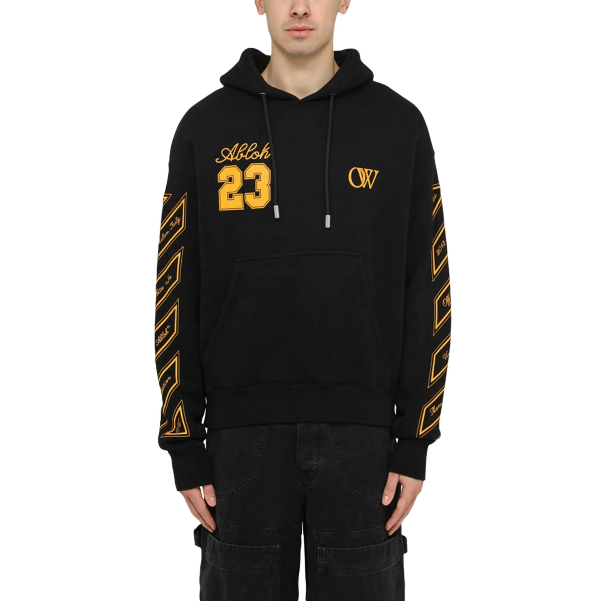 Off White OW 23 Skate Black Hoodie - Men's Streetwear Pullover Sweatshirt for Skateboarding & Urban Fashion | Perfect for Casual Wear & Street Style