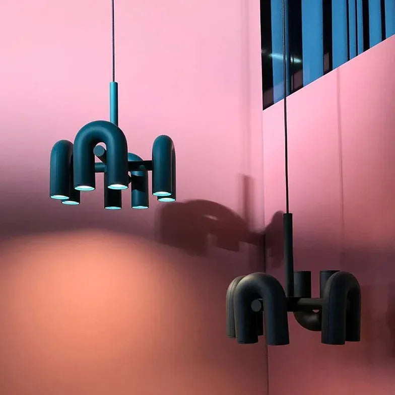 Modern U-Shaped Black Tube Pendant Light - Sleek Industrial Design for Kitchen Island, Dining Room, and Living Room Lighting