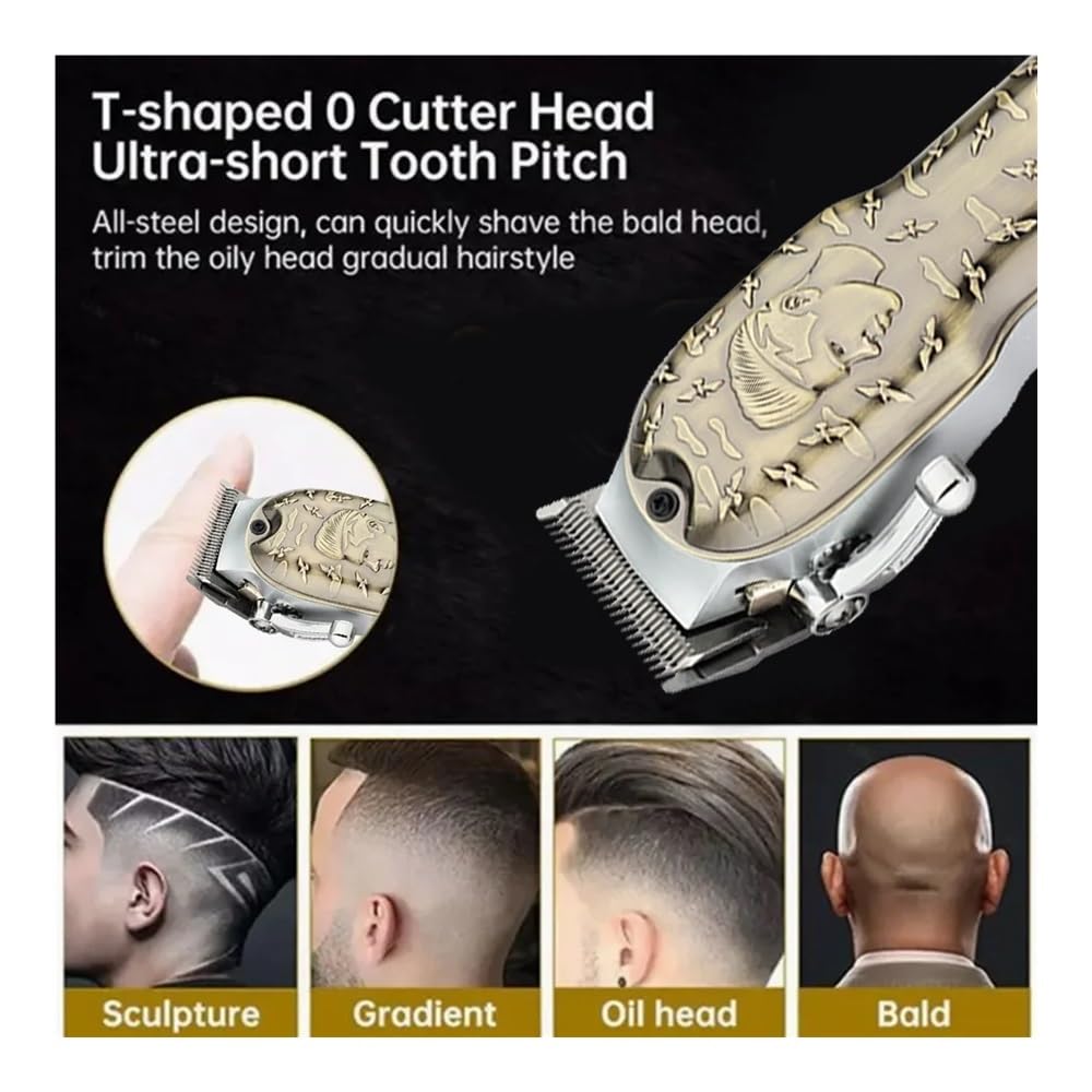 Professional Men's Electric Cordless Hair Clipper - USB Rechargeable Hair Trimmer for Home Use, Perfect Gift for Men (Smoking Pipe Design) | DIY Haircut, Beard Trimming & Grooming at Home or Travel