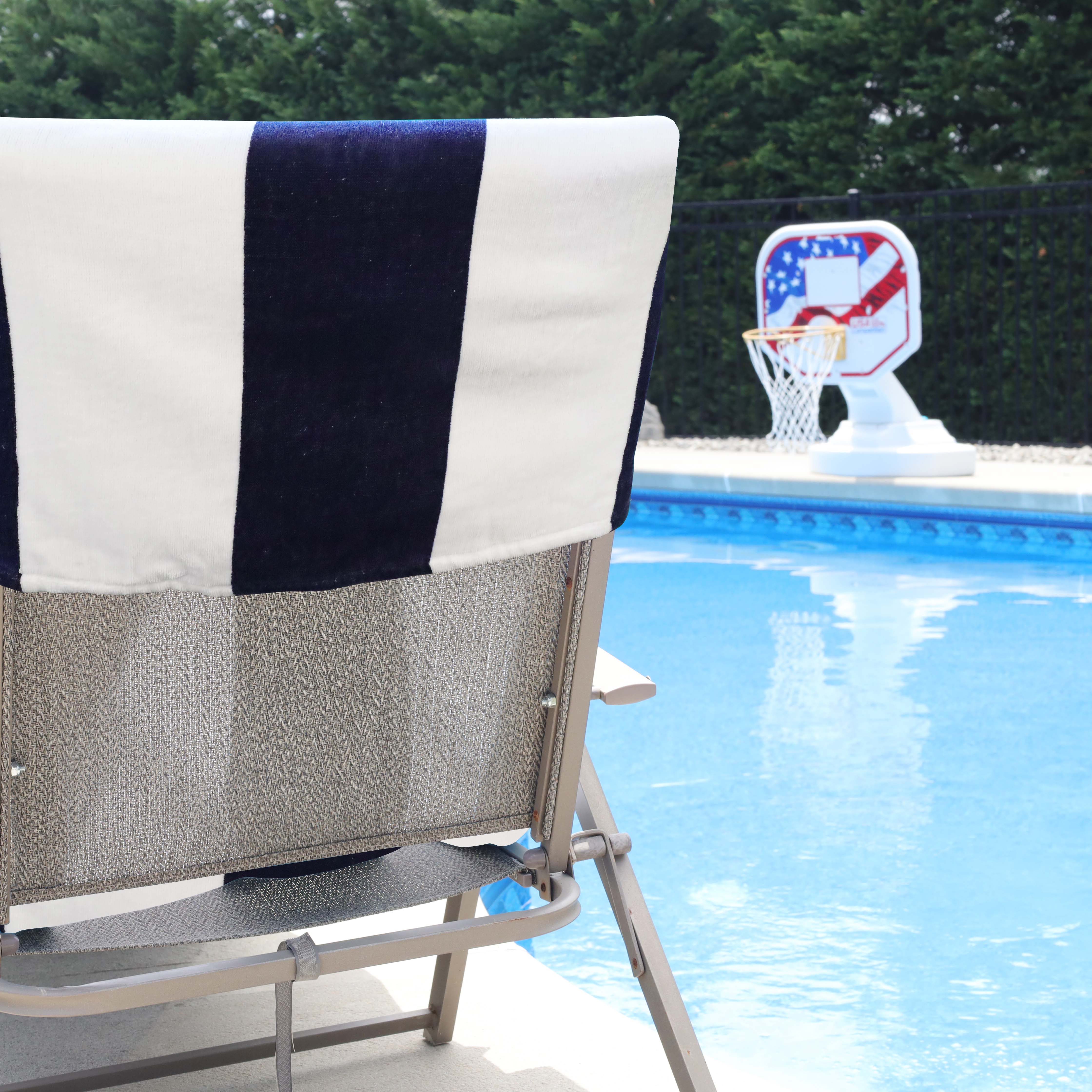 Premium Cabana Striped Cotton Beach Towel & Chaise Lounge Cover - Soft, Absorbent, UV Protection - Perfect for Poolside, Beach Vacations & Outdoor Relaxation