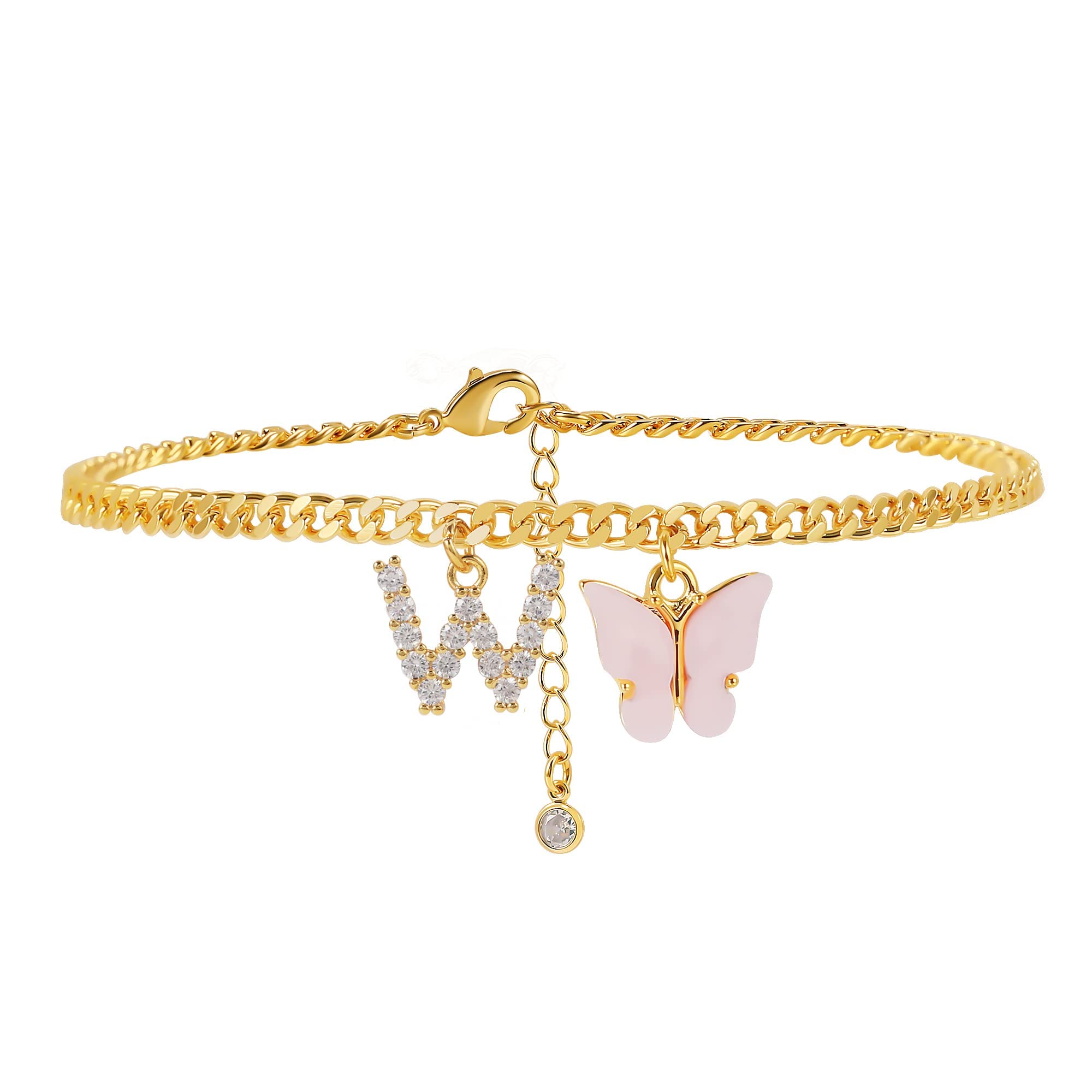 Elegant Gold Plated Ankle Bracelets for Women - Dainty Initial Letter & Butterfly Cuban Chain Foot Jewelry - Perfect for Summer Beach, Teen Girls, Parties & Everyday Wear