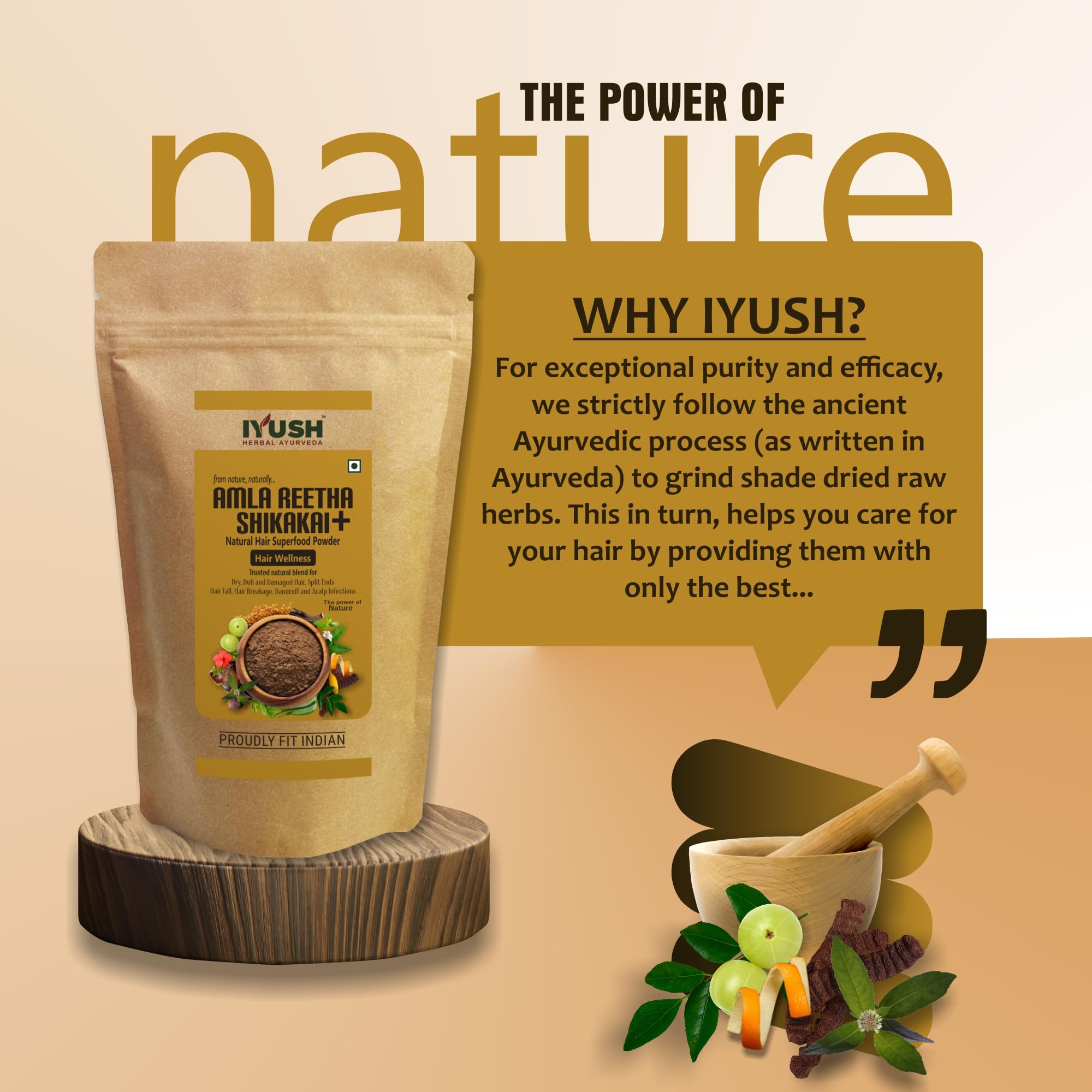 IYUSH Ayurvedic Herbal Hair Powder with Amla, Reetha & Shikakai - 13 Natural Herbs for Hair Growth & Volume (900g) | Hair Mask, Wash & Treatment for Dry, Damaged Hair | Perfect for DIY Hair Care & Scalp Nourishment at Home