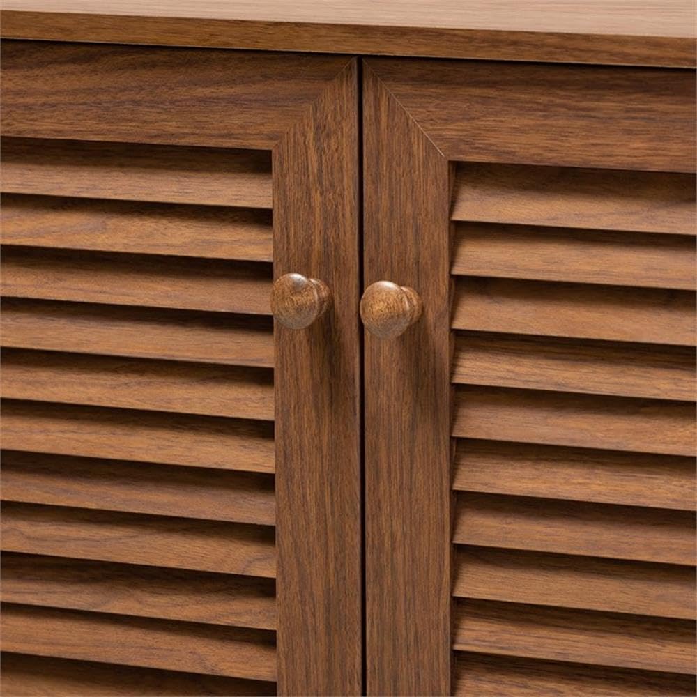 Baxton Studio Coolidge Modern 8-Shelf Wooden Shoe Storage Cabinet - Walnut Finish, Contemporary Shoe Organizer for Entryway, Bedroom & Closet Organization