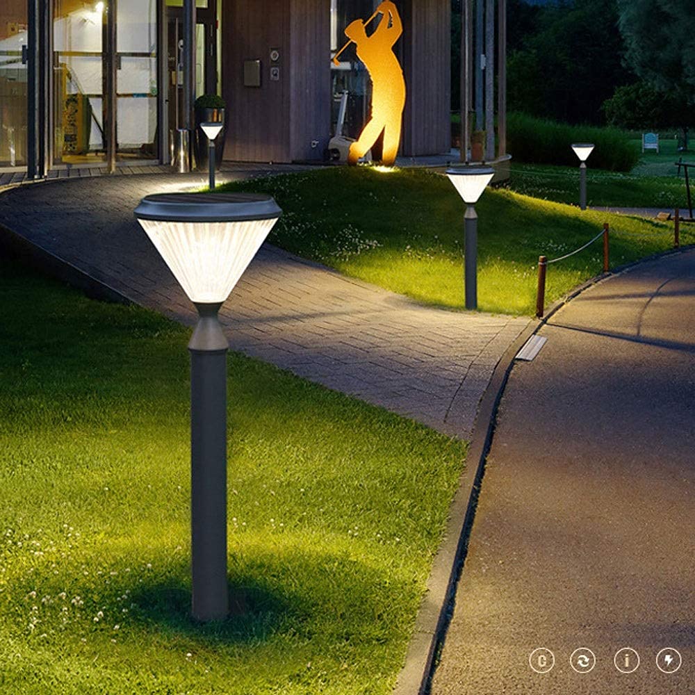 75Cm Black Solar Outdoor Lamp Post Lights - Waterproof LED Garden Pole Light for Villa, Street & Wall Decoration - Energy-Saving Household Lighting for Pathways, Driveways & Landscaping (Gray)