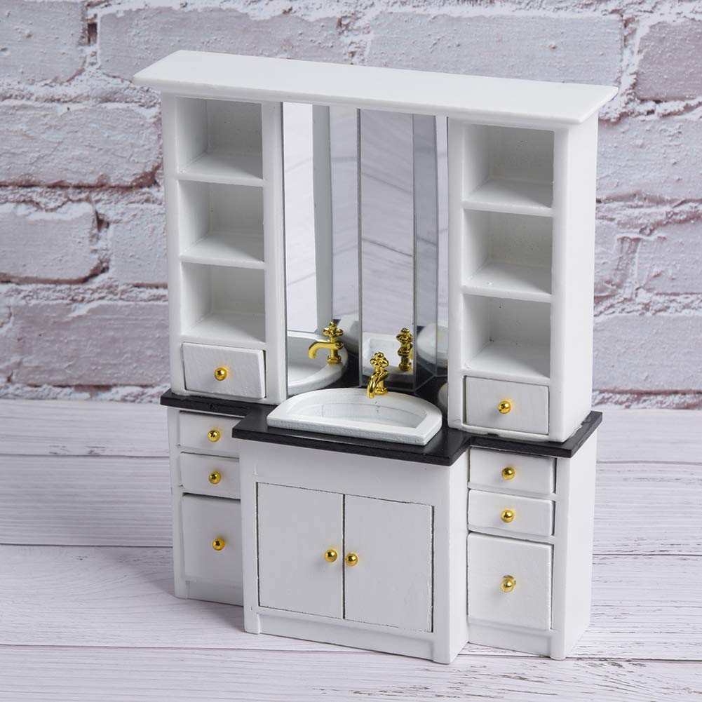 Miniature Wooden Dollhouse Sink - Realistic Bathroom Basin & Kitchen Accessory for Dollhouse Play, DIY Projects & Collectibles | Perfect for Kids' Playhouse, Miniature Displays & Model Home Decor