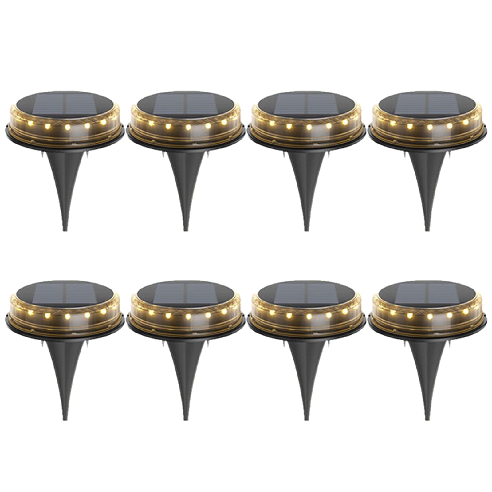 8 Pack 17 LED Solar Powered Waterproof Outdoor Lights - Warm White In-Ground Landscape Lighting for Walkway, Lawn, Steps, Deck & Garden | Solar Pathway Lights for Nighttime Safety & Ambience