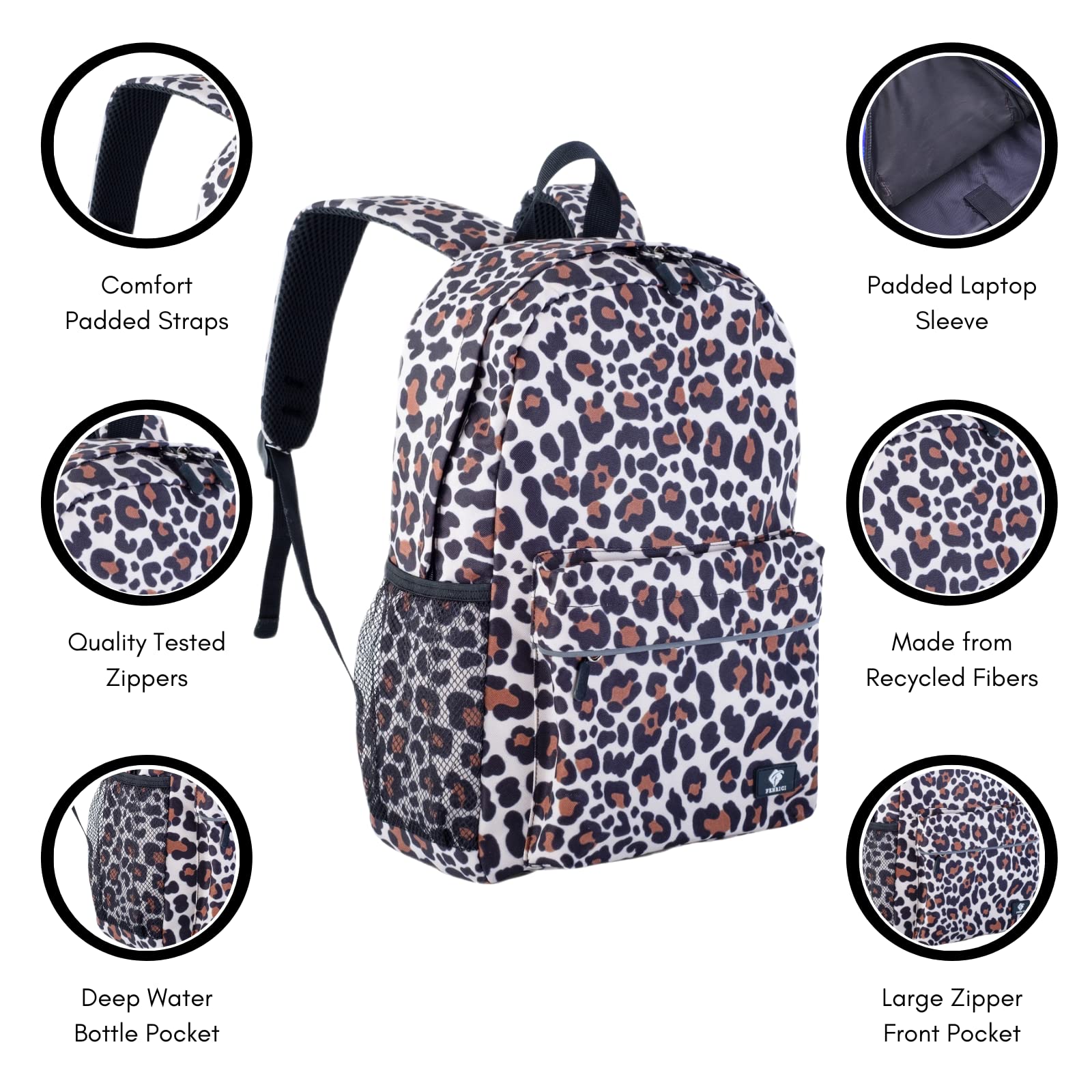 Fenrici Cheetah Print Backpack for Girls - 16 Inch Kids School Backpack with Multiple Padded Compartments, Lightweight Bookbag for Teens & Children - Perfect for School, Travel & Daily Use