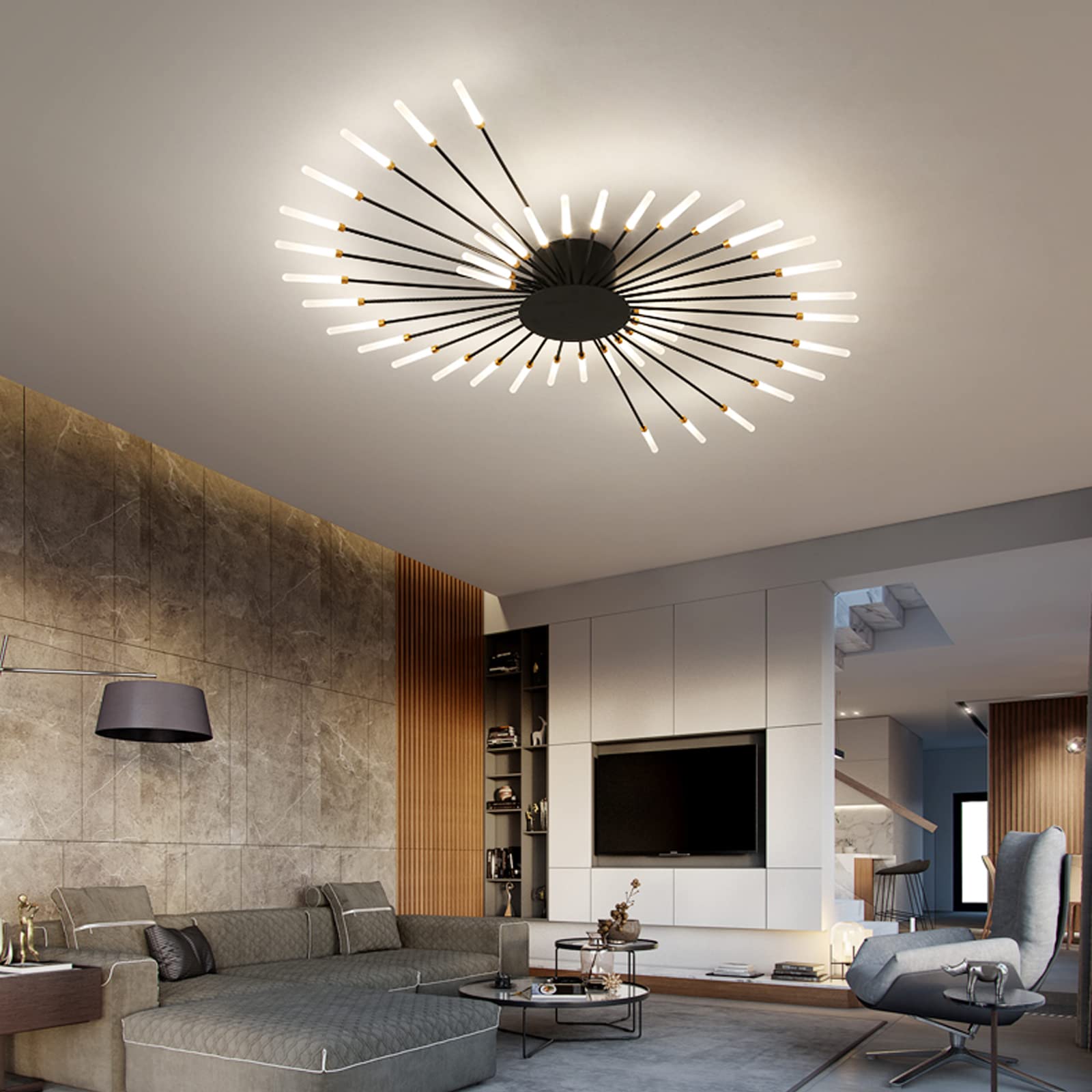 Modern Flush Mount LED Ceiling Light Fixture - Slim Design for Living Room, Bedroom & Dining Room - Energy Efficient Close-to-Ceiling Lighting for Home Decor | Perfect for Ambient Lighting in Apartments, Houses and Offices