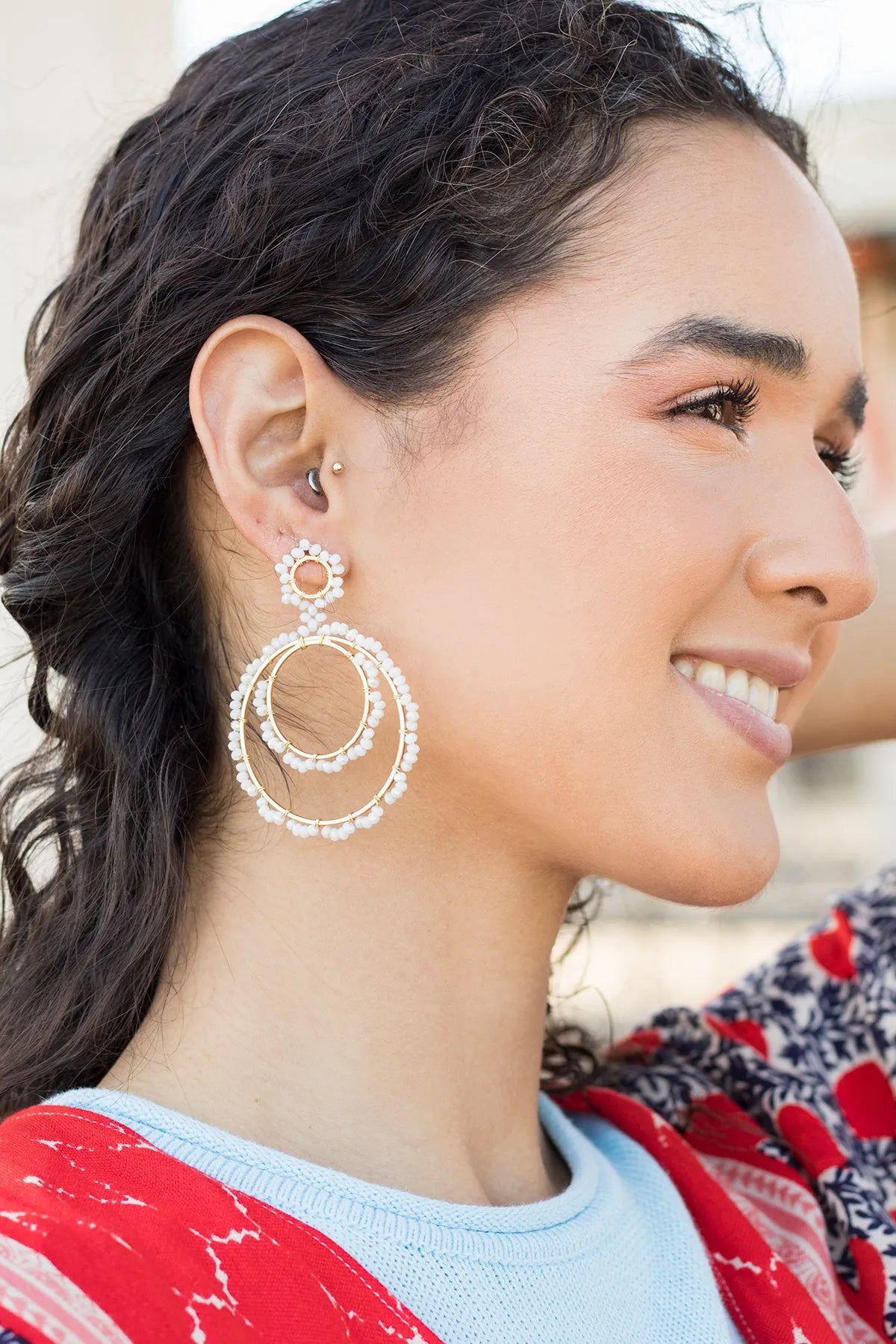 Paradise Hoop Earrings for Women - 14K Gold Plated Trendy Dangle Drop Earrings - Perfect for Parties, Weddings & Everyday Wear