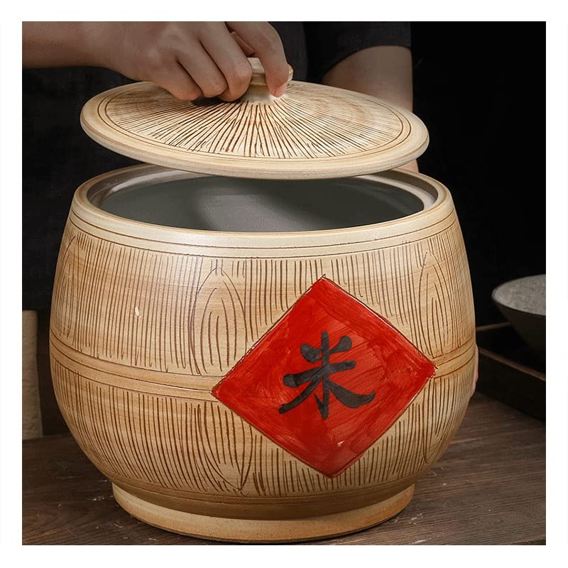 Vintage Chinese Style Airtight Rice Storage Container - Large Kitchen Food Storage Box for Rice, Cereal, Flour, Sugar & Coffee | Perfect for Pantry Organization & Bulk Food Storage