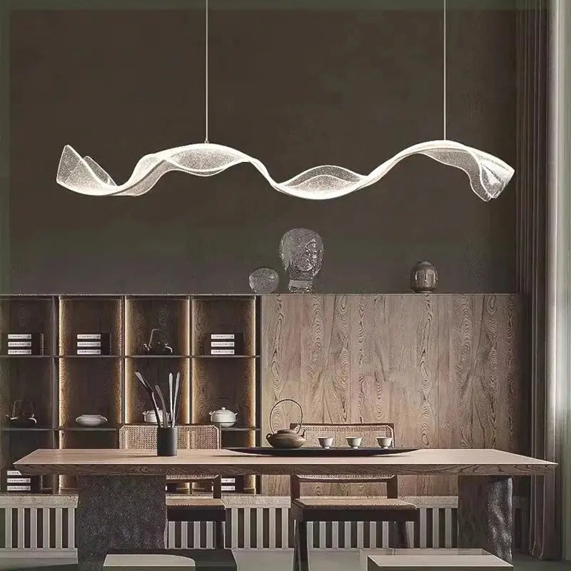 Modern Ocean Wave Pendant Chandelier - Stylish Ceiling Light Fixture for Kitchen Island, Dining Room, or Living Room Decor - Water-Inspired Design for Coastal & Nautical Theme Home Lighting