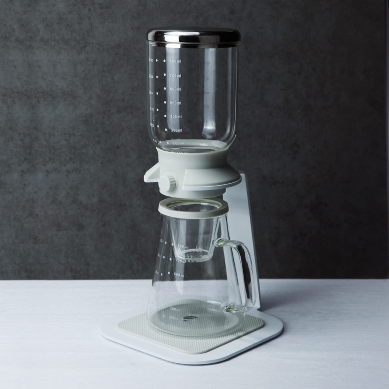 800ML Glass Cold Brew Coffee Maker with Adjustable Drip - Reusable Ice Drip Coffee Pot for Espresso, Iced Coffee & Cold Brew - Perfect for Home, Office & Outdoor Use