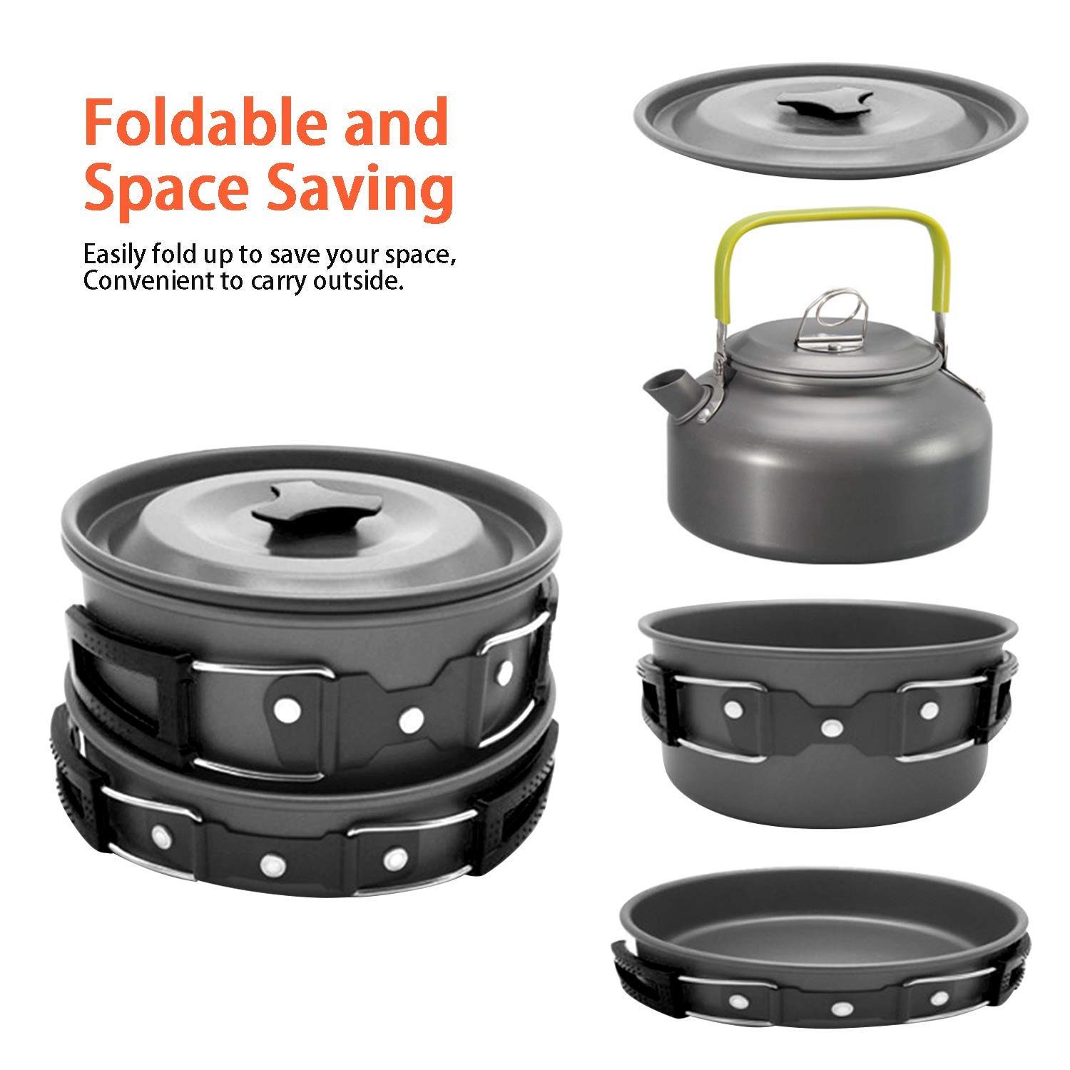 **Portable Camping Cookware Set - Lightweight Mess Kit with Pot, Pan & Kettle for Outdoor Hiking, Backpacking & Survival | Perfect for Camping, Picnics & Emergency Preparedness**