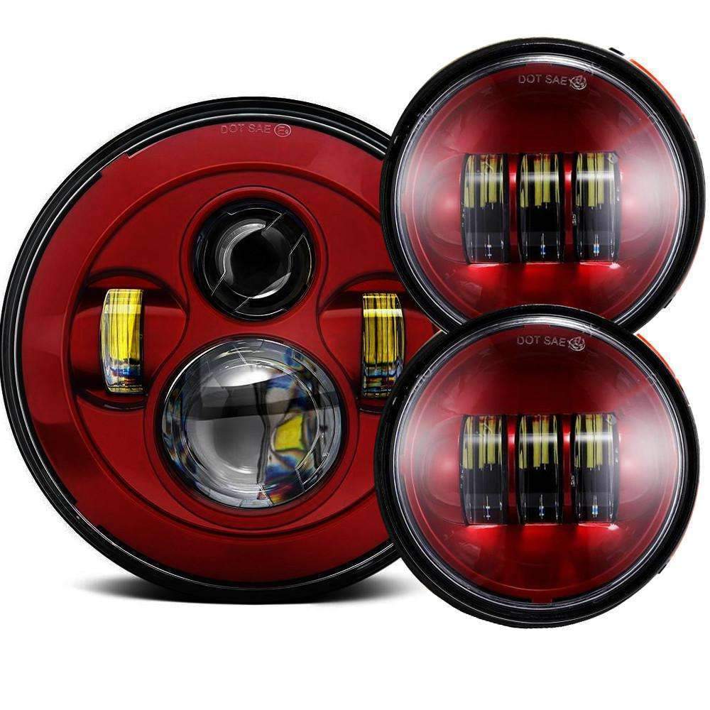 Eagle Lights 7 LED Headlight & 4.5 LED Passing Light Kit for Harley Davidson & Indian Motorcycles - Color Matched Generation I - High Visibility for Night Riding & Safety