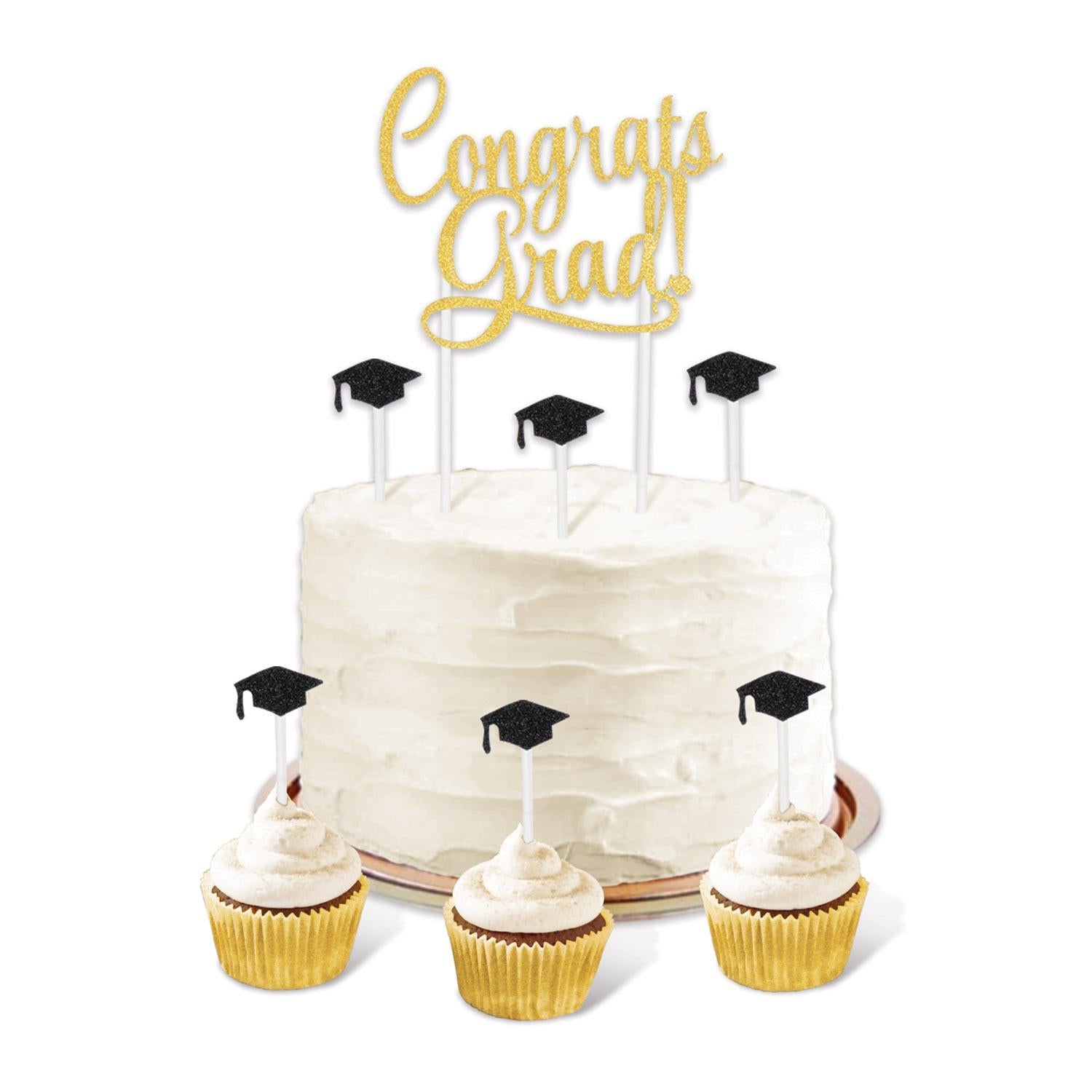 12 Pack Beistle Congrats Grad! Graduation Cake Toppers - Perfect for Graduation Party Decorations, School Celebrations & Commencement Ceremonies