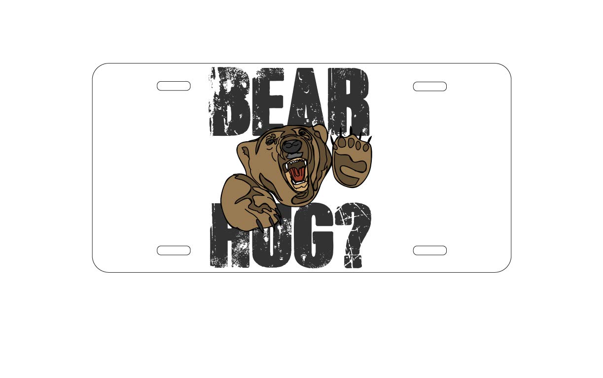 DistinctInk Personalized Aluminum Vanity License Plate for Cars - Bear Hug Design - Perfect for Front Bumper Decoration & Unique Gift Idea