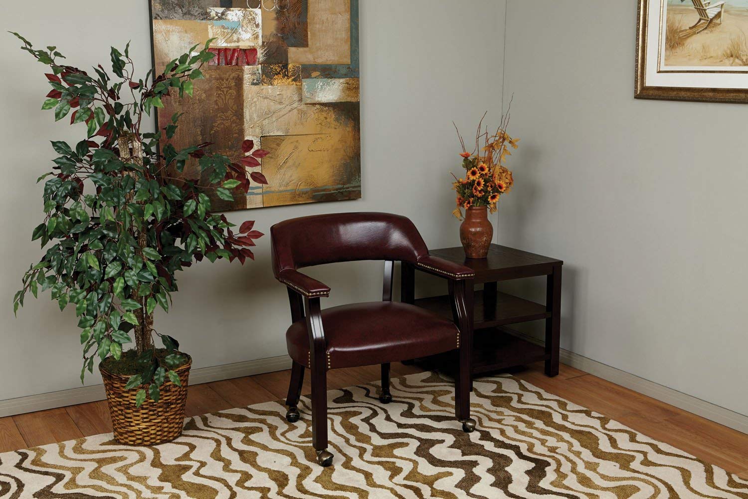 Office Star Traditional Guest Chair with Wrap Around Back and Casters - Ergonomic Office Seating for Comfortable Meetings & Waiting Areas