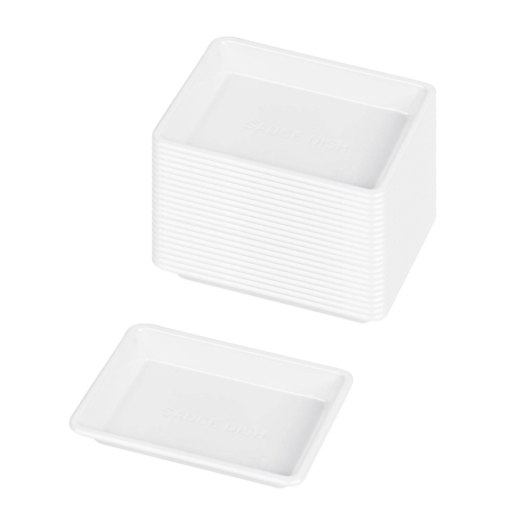 1 oz Rectangle White Plastic Sauce Dish - 100 Count Box (3