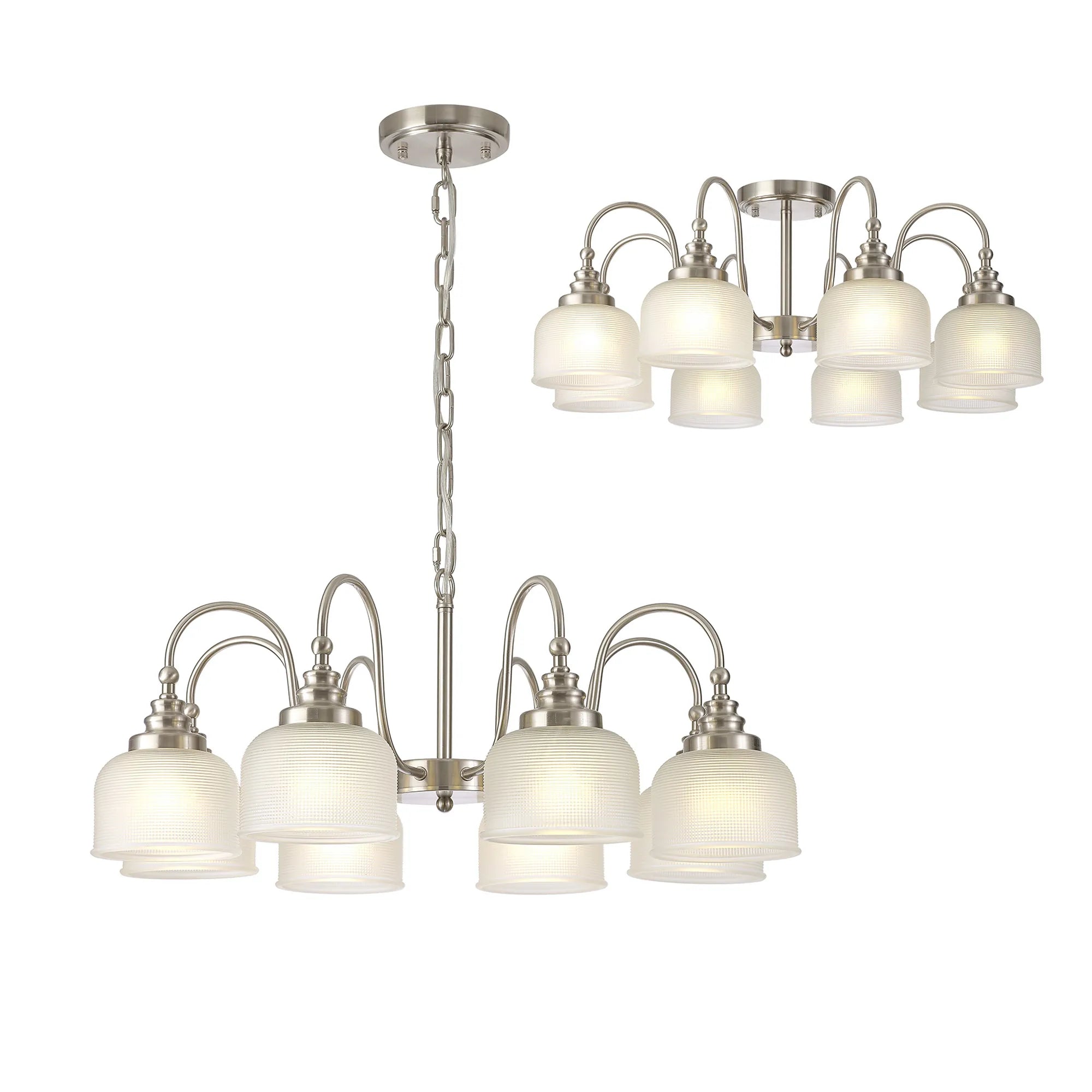 Cleron 3/5/8Lt Semi Flush Mount Pendant Light Fixture - Modern Ceiling Lighting in Multiple Colors for Living Room, Bedroom & Dining Room