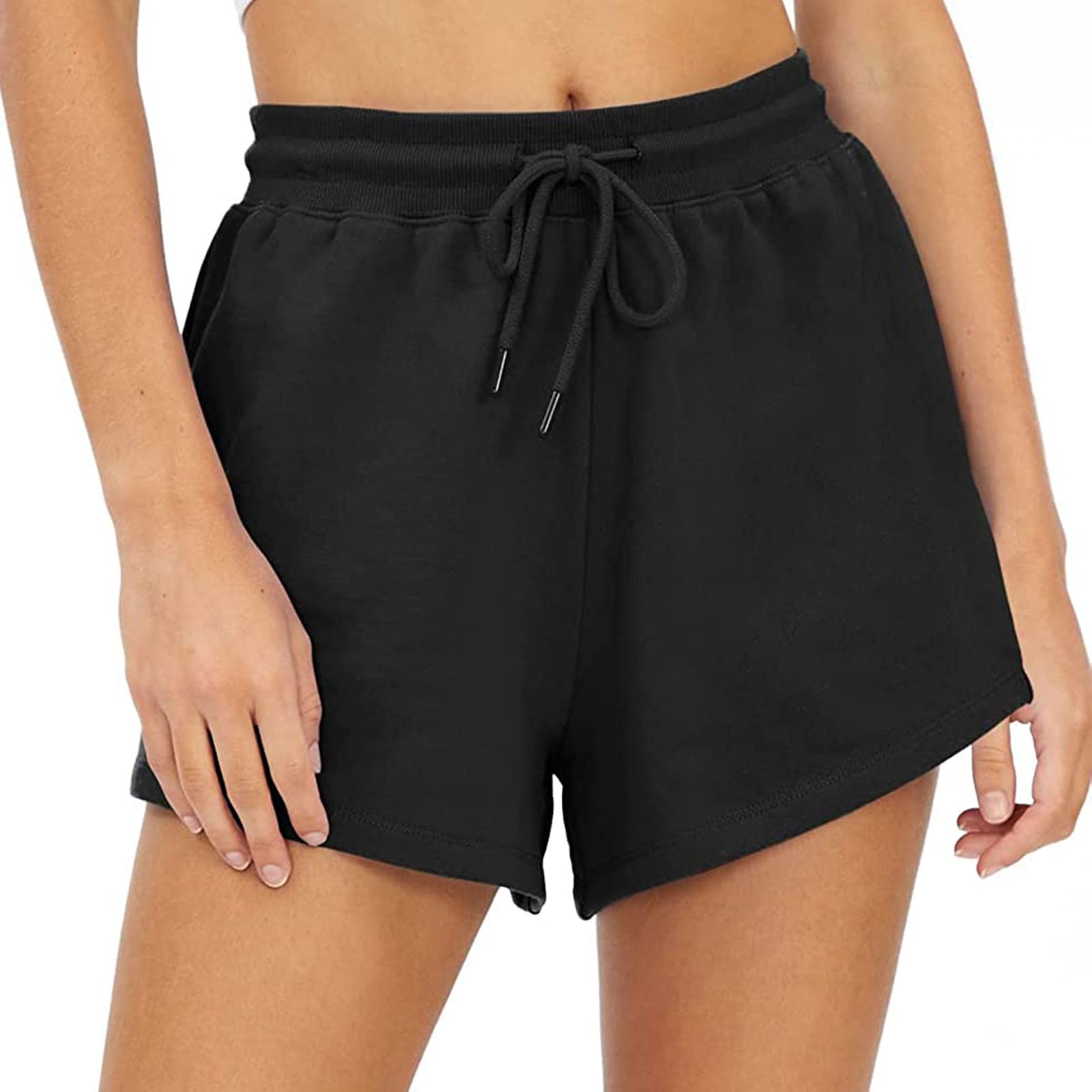 Ymosrh Women's Solid Color Running Shorts - Yoga Gym Workout Athletic Shorts with Side Pockets for Summer & Casual Wear | Perfect for Jogging, Fitness Training and Outdoor Activities