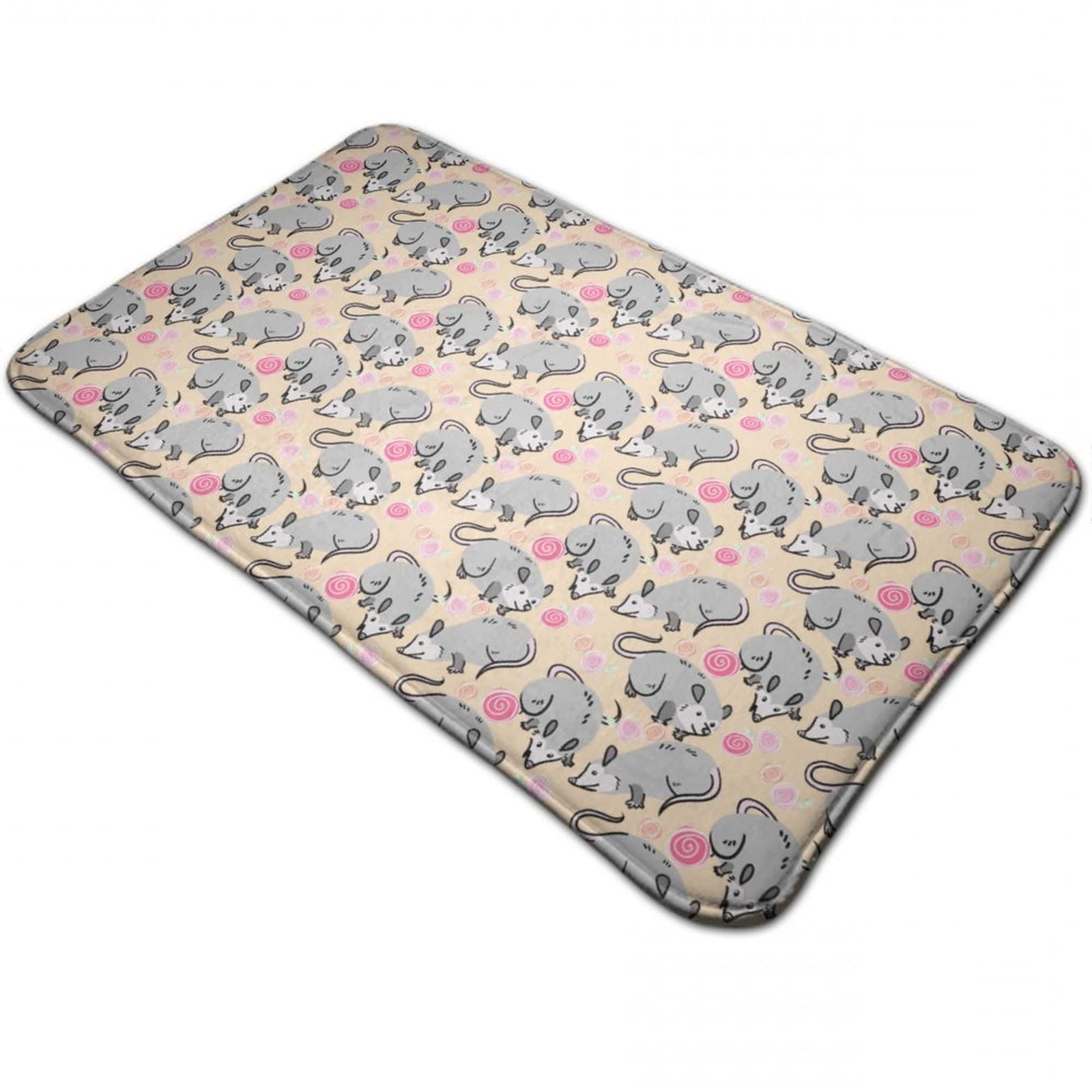 Non-Slip Floral Possum Bath Mat - Super Absorbent Cute Funny Bathroom Rug, Shower Mat & Kitchen Carpet for Cozy Home Decor | Perfect for Bathroom, Tub, Shower & Kitchen Floor Protection