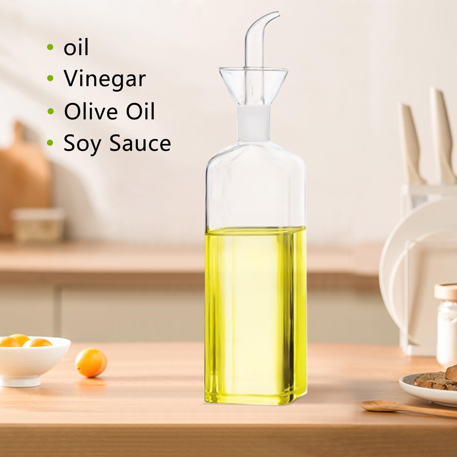 Premium 17oz Glass Oil Bottle Dispenser - Olive Oil, Vinegar & Salad Dressing Cruet for Cooking, Baking & Kitchen Use | Elegant Drizzle Pourer for Vinaigrette & Wine | Perfect for Restaurants, Home Chefs & Gift Giving