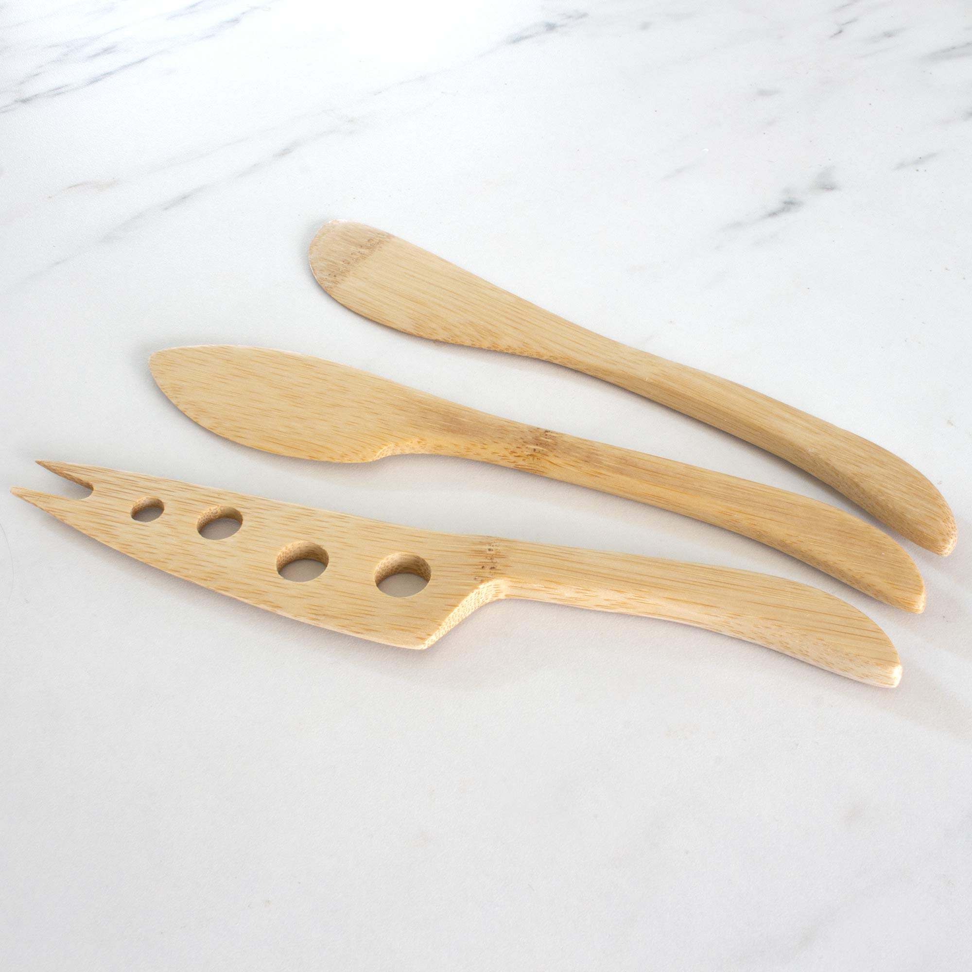 Totally Bamboo 3-Piece Cheese Board Set with Knives - Perfect for Entertaining, Charcuterie Boards & Wine Pairings
