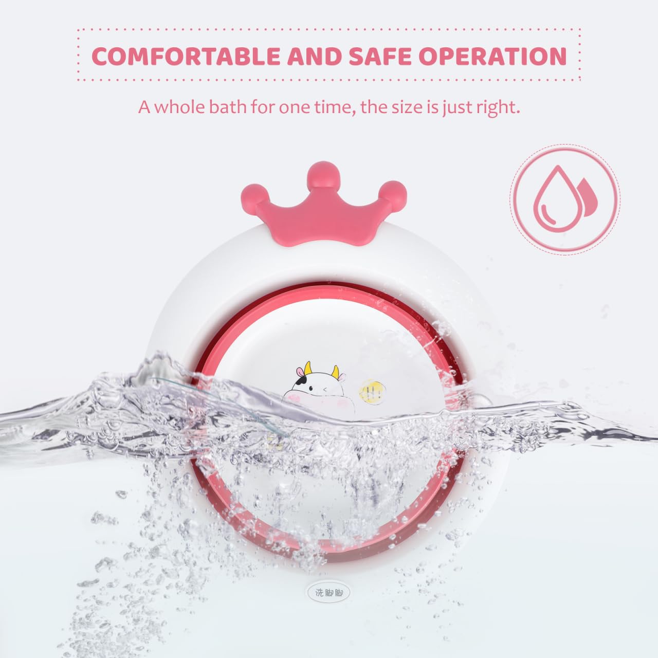 Portable Collapsible Baby Wash Basin - Foldable Toddler Sink for Camping, Travel & Home Use | Red Plastic Washbowl for Baby Face Washing, Bathing & Household Chores