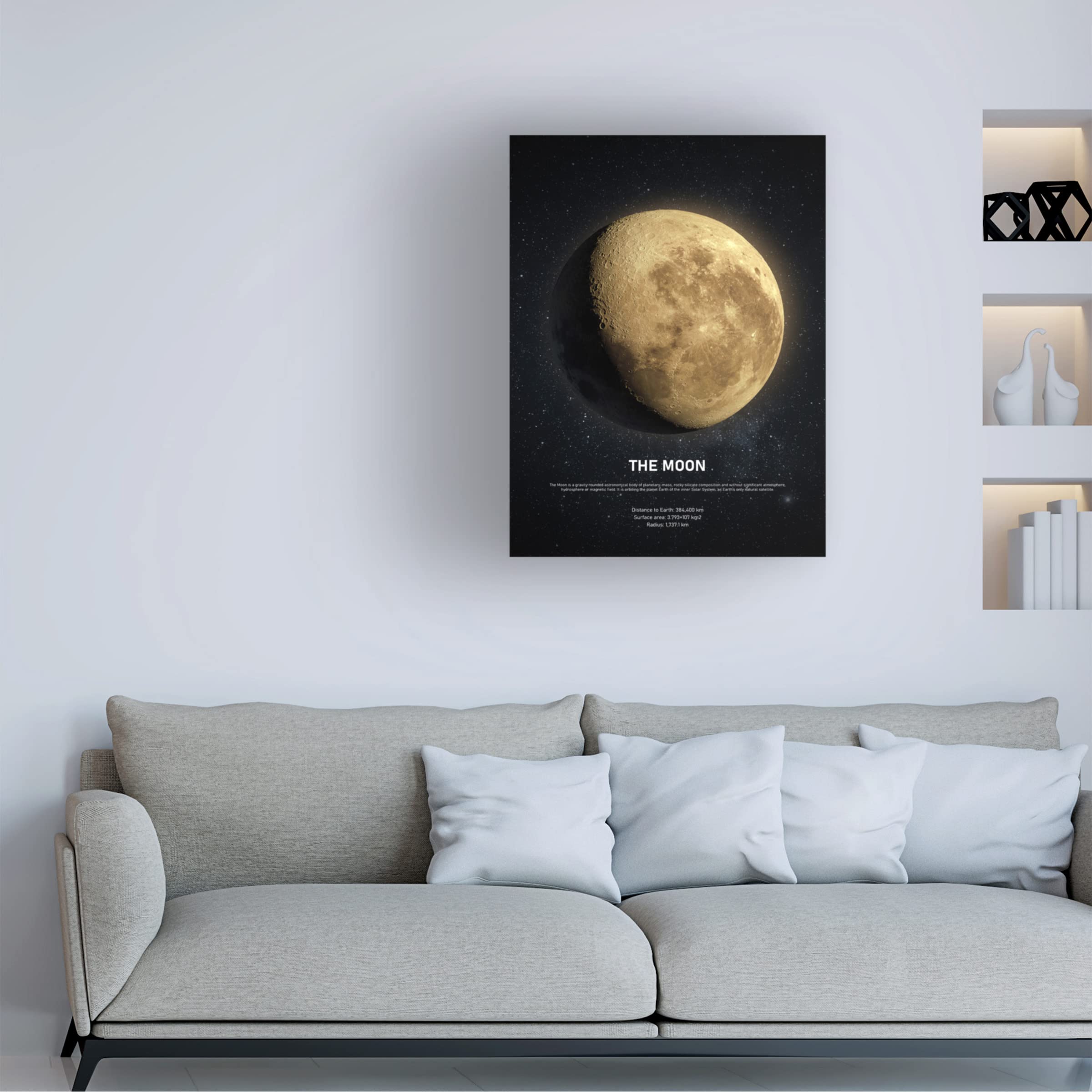 Trademark Fine Art 'The Moon' Canvas Wall Art Print by Design Fabrikken - Perfect for Living Room, Bedroom & Office Decor