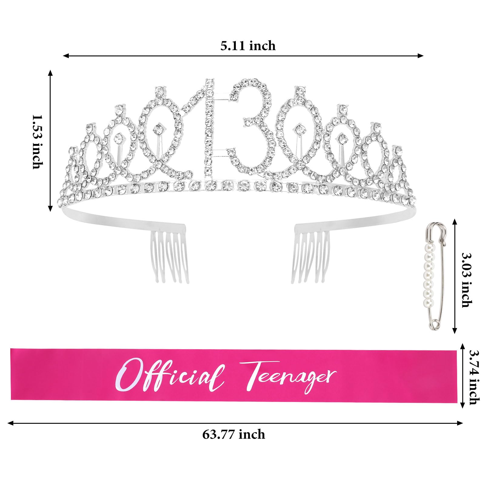 Silver Birthday Crown for Girls & Women | Elegant Birthday Party Decorations & Gifts | Perfect for Princess-Themed Parties, Quinceañeras & Special Celebrations
