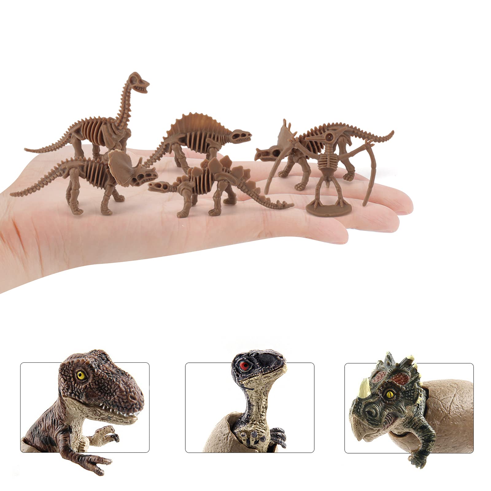 Dinosaur Fossil Skeleton Toy Set - 15 PCS Assorted Dinosaur Bones & Egg Figures for Kids - STEM Educational Paleontology Playset for Classroom Learning & Birthday Gifts