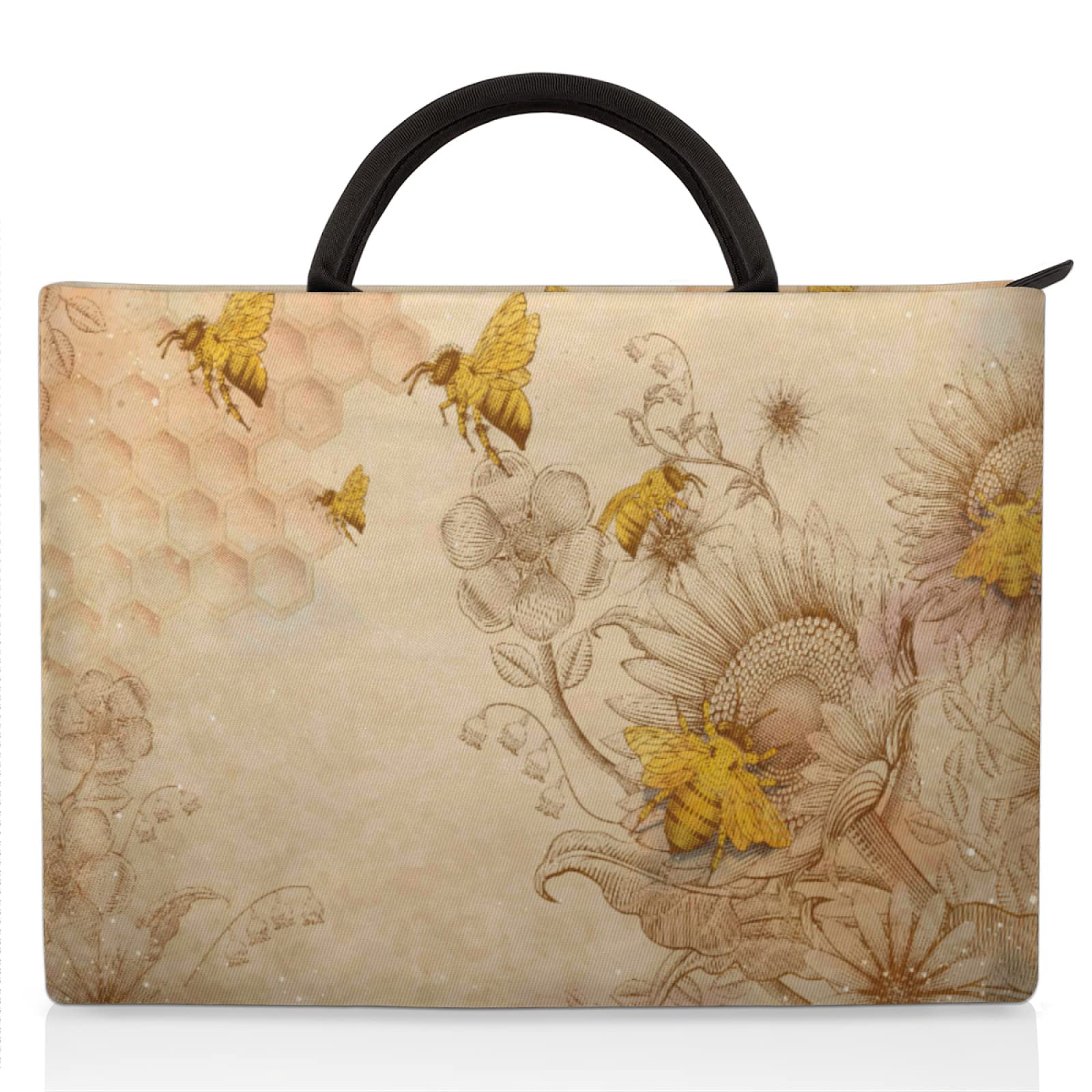 Vintage Floral Sunflower Bee Laptop Case Bag - Durable Briefcase Sleeve for Notebook, Tote Messenger Bag - Perfect for Work, School & Travel
