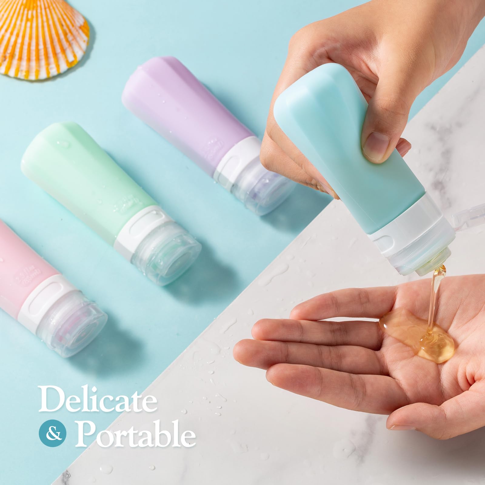 18-Piece Silicone Travel Bottles Set - TSA Approved Leak-Proof Toiletry Containers for Shampoo, Lotion & Cosmetics | Portable Squeeze Bottles for Women's Travel Essentials (Pink & Green) - Perfect for Airplane Carry-On, Gym Bag & Vacation Toiletries Organization