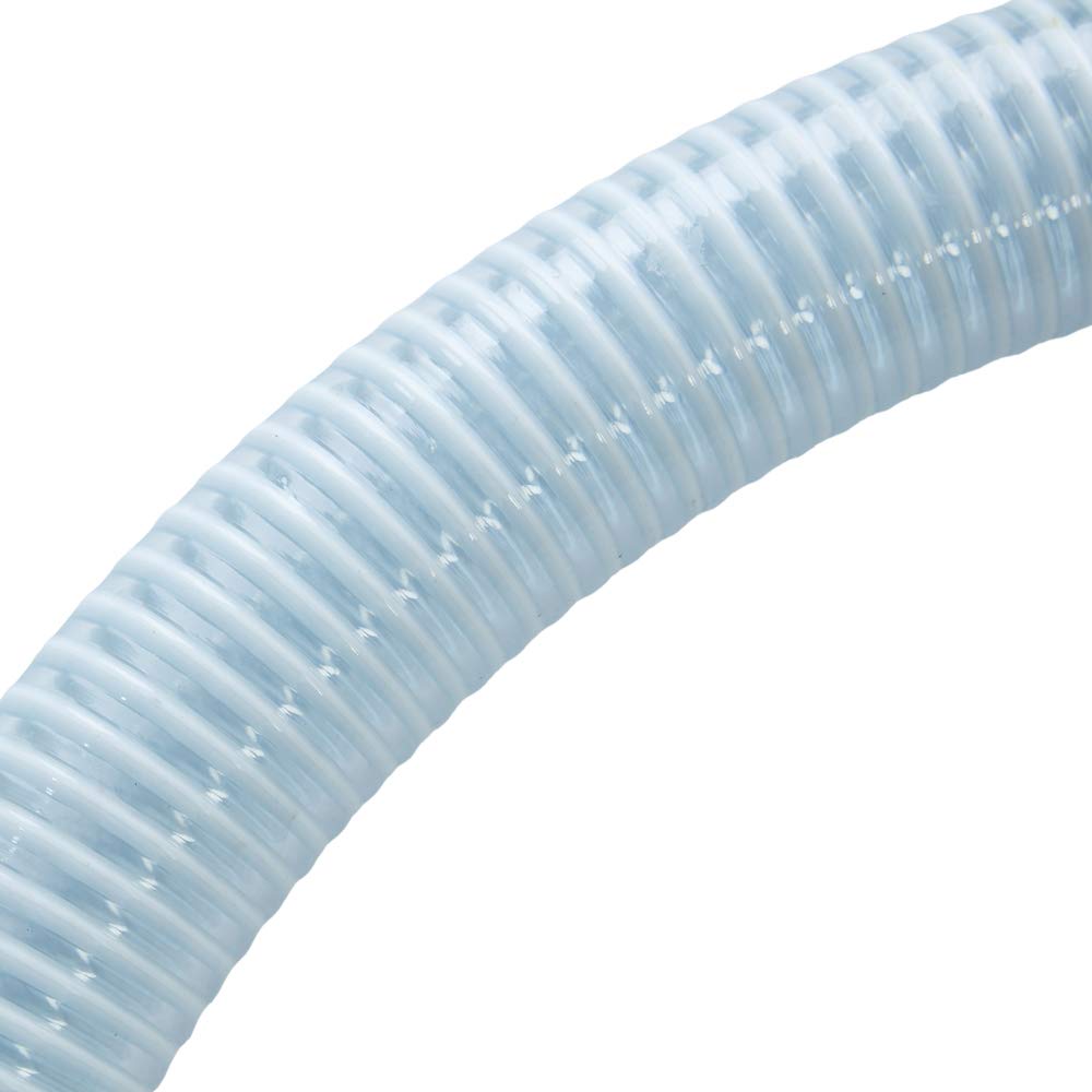USA-Made 1.5 Inch x 10ft Suction Pump Water Hose with Fire Hose Threads - Heavy Duty White/Clear Trash Pump Hose for Drainage, Flood Control & Firefighting Applications