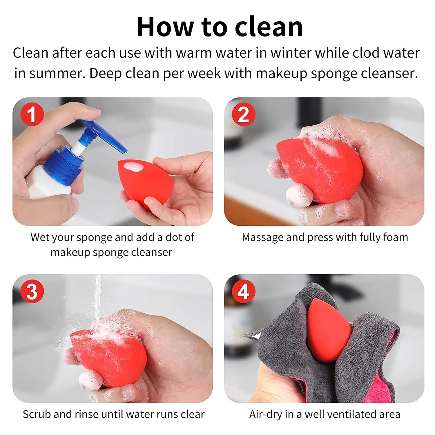 7-in-1 Elastic Soft Makeup Sponge - Beauty Blender with Plastic Jar for Flawless Foundation & Concealer Application | Perfect for Professional Makeup & Everyday Use