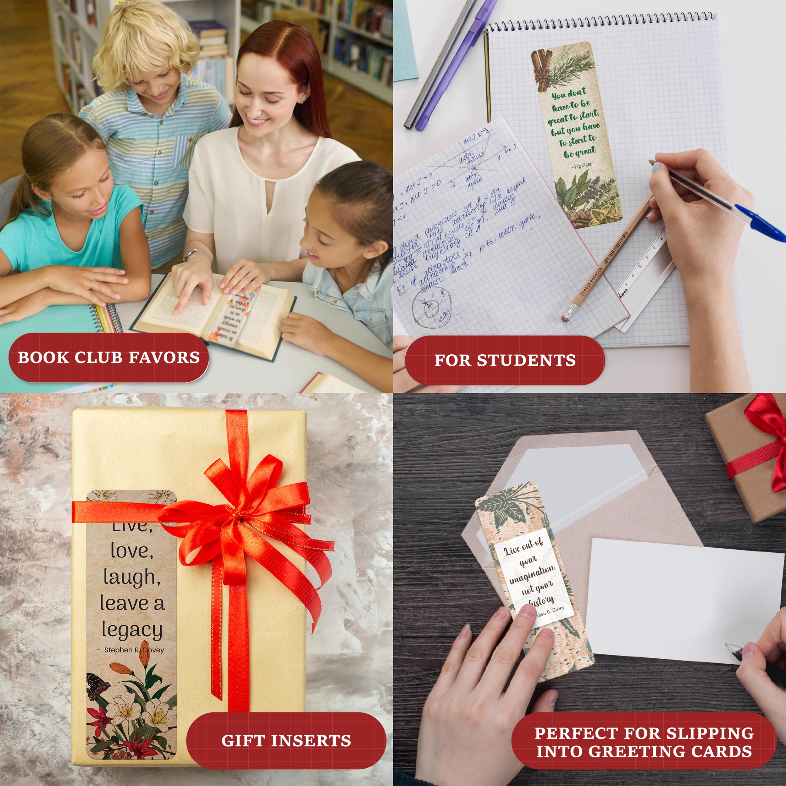 96 Pack Inspirational Floral Bookmarks for Women - Motivational Book Markers for Reading, Bulk Bookmarks for Book Lovers - Perfect for Gifts, Book Clubs & Personal Reading Motivation