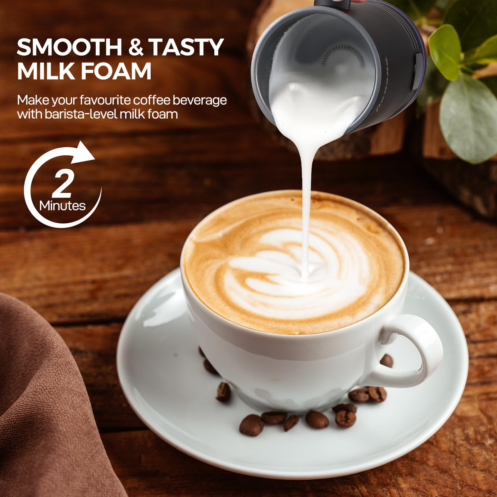 Electric Milk Frother & Steamer - 4-in-1 Automatic Warm & Cold Foam Maker (14.5oz/430ml) for Coffee, Latte, Cappuccino, Macchiato & Hot Chocolate - Perfect for Home Baristas & Coffee Lovers (Black)