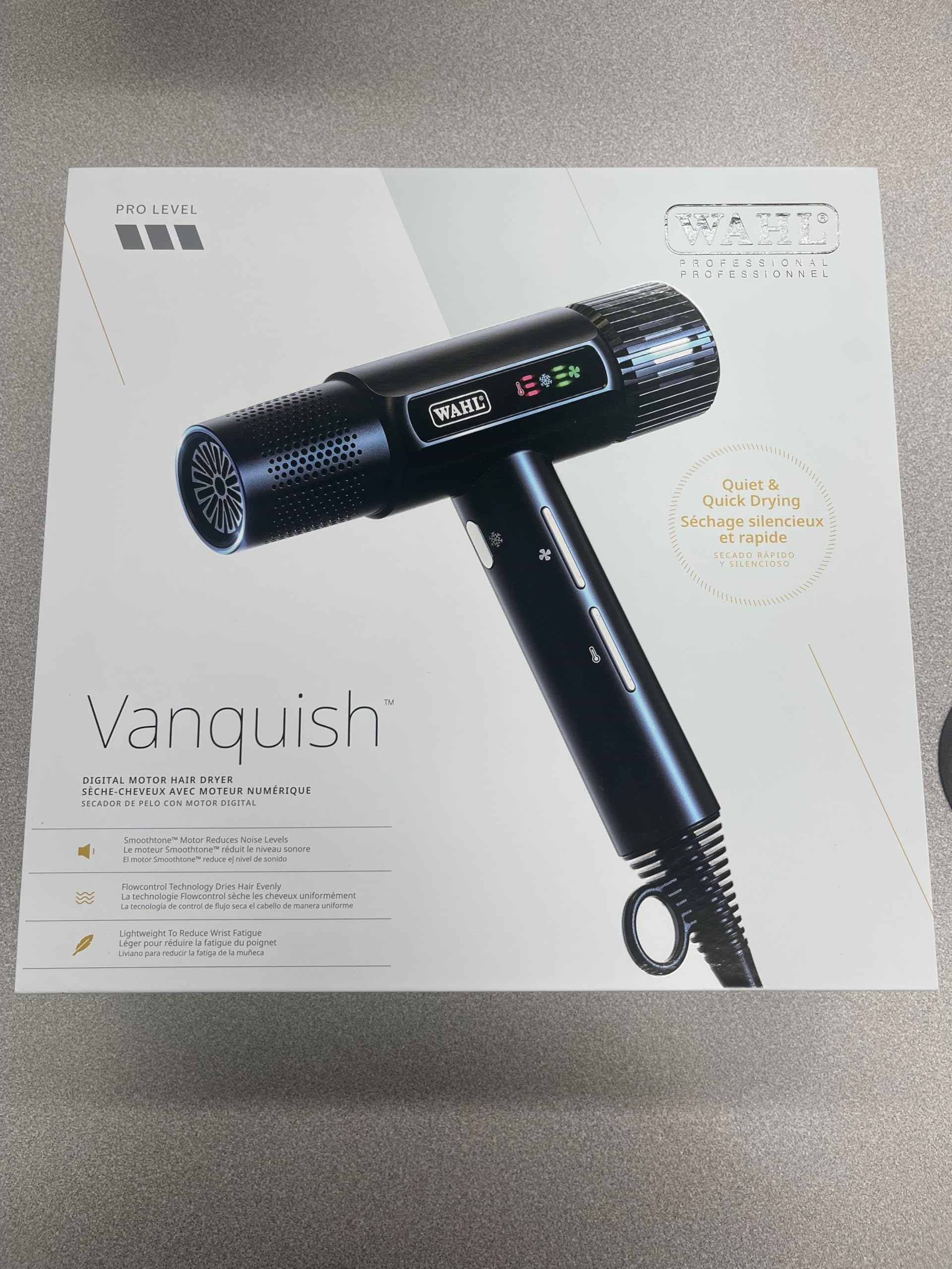 Wahl Professional Vanquish Hair Dryer - 4 Heat & 3 Speed Settings, Controlled Airflow, Smoothtone Motor, Auto Clean, Lightweight Design - Perfect for Salon & Home Hair Styling