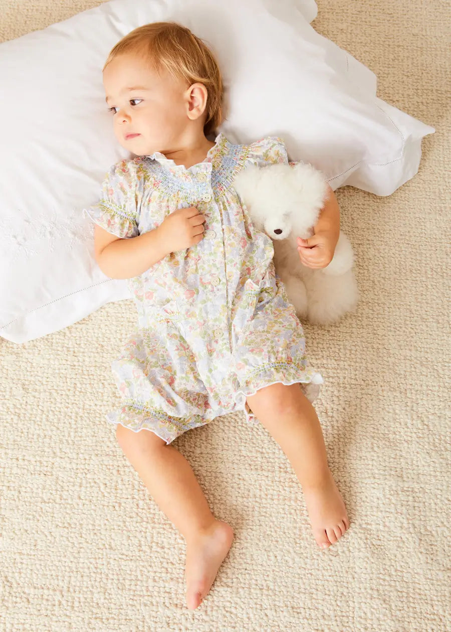 Clara Floral Green All-in-One Baby Pajamas - Soft Cotton Sleepsuit for Infants 9 Months to 2 Years | Perfect for Nursery, Bedtime & Cozy Family Moments