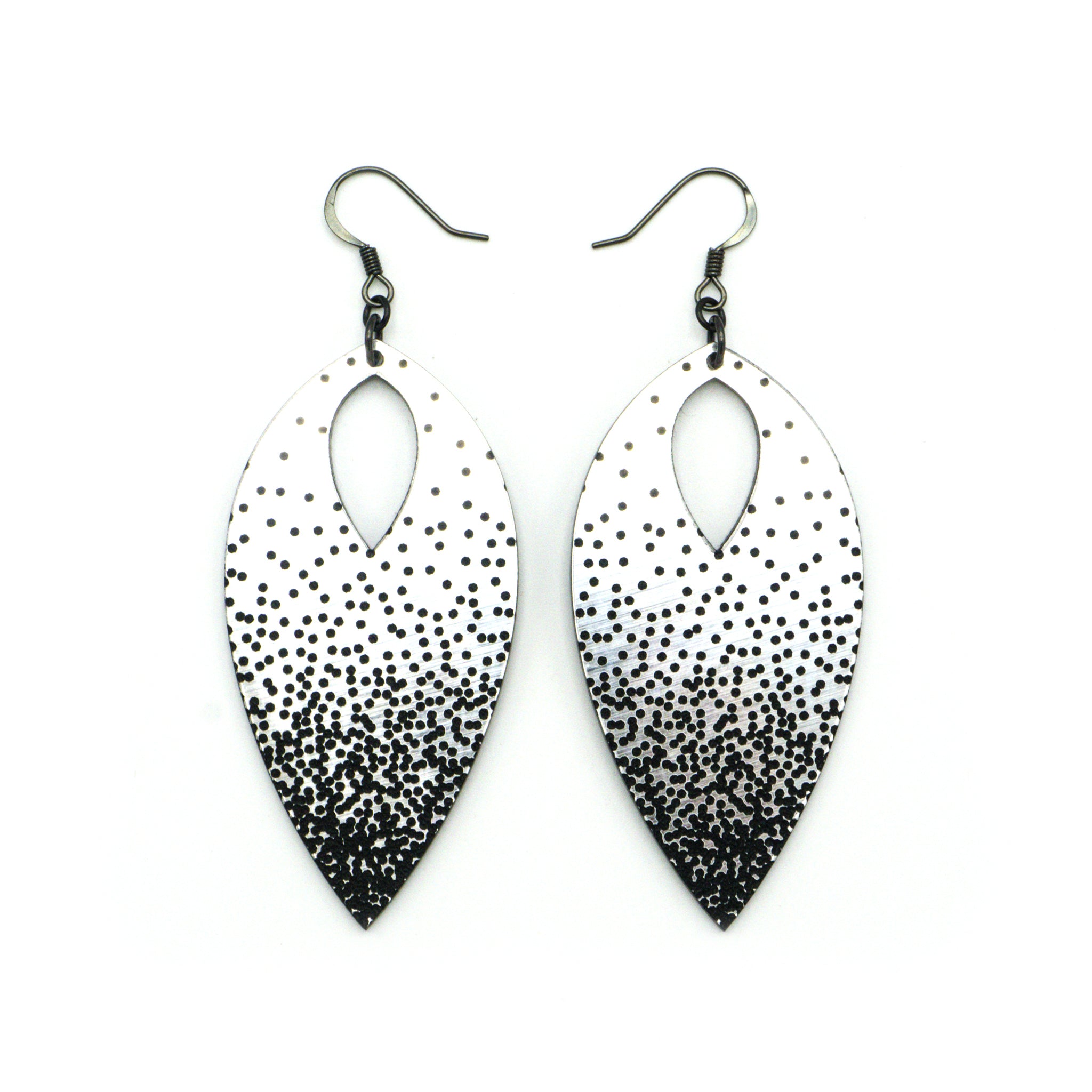 Spark Gradient Acrylic Earrings - Brushed Silver & Black | Stylish & Lightweight Dangle Earrings for Women | Perfect for Parties, Weddings & Everyday Wear