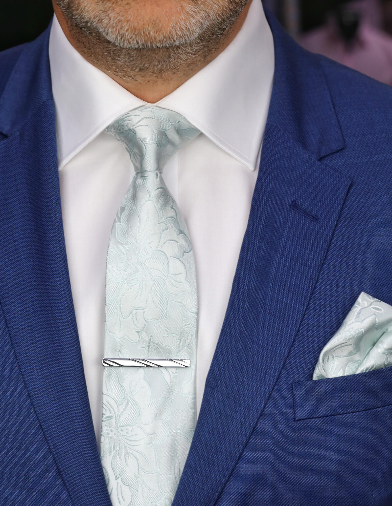 DÉCLIC Floral Tie in Mint Green - Elegant Floral Pattern Necktie for Men, Perfect for Weddings, Parties, and Formal Events