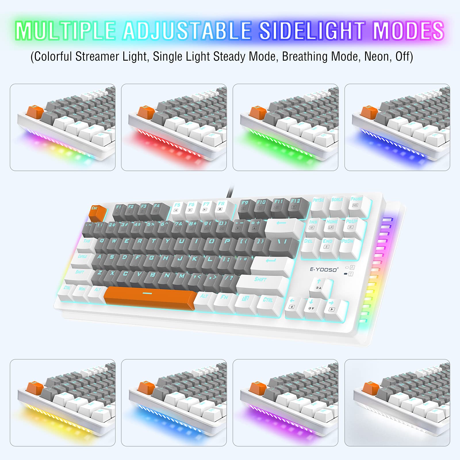 E-YOOSO 75% Mechanical Gaming Keyboard - Blue Switches, RGB Backlit for PC/Mac Gaming