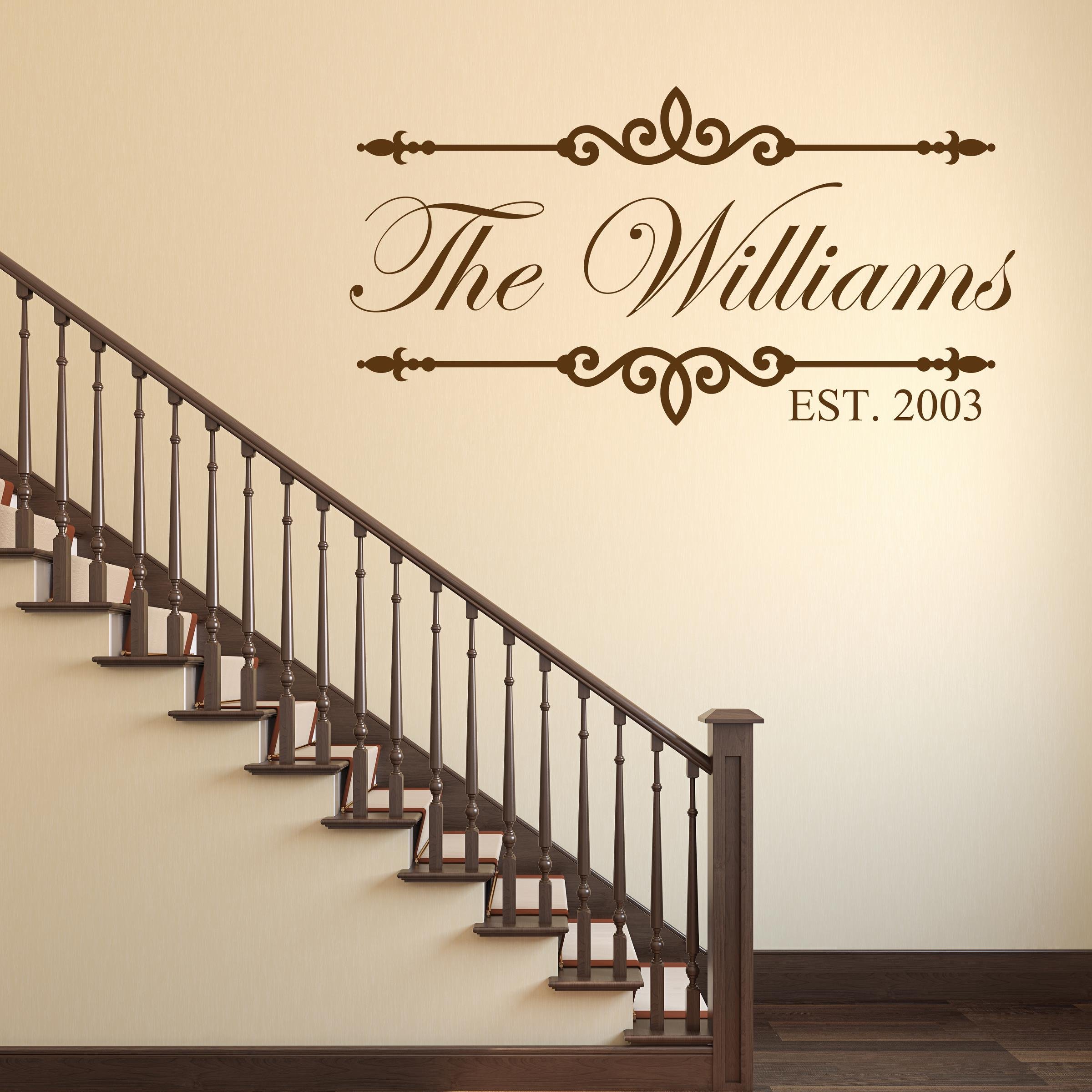 Custom Family Name Wall Decor - Personalized Vinyl Wall Sticker for Living Room, Nursery & Bedroom - Home Decoration with Established Year - Perfect for Housewarming Gifts & Family Photos