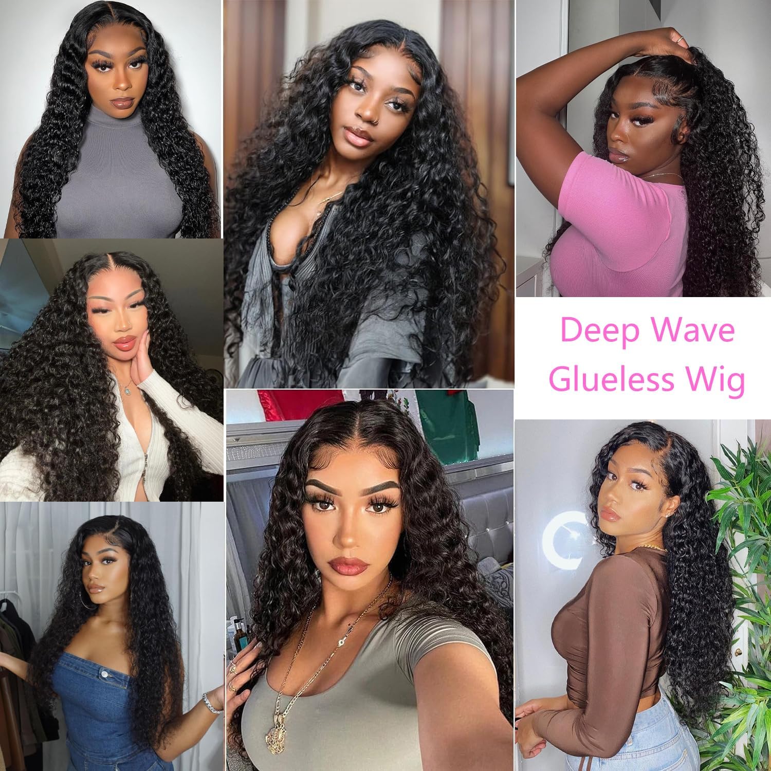 Glueless Human Hair Wigs for Black Women - 180% Density Deep Wave 28 Inch Lace Front Wig with 4x4 Lace Closure | Pre Plucked, Pre Cut, No Glue Needed | Perfect for Daily Wear, Special Occasions & Protective Styling