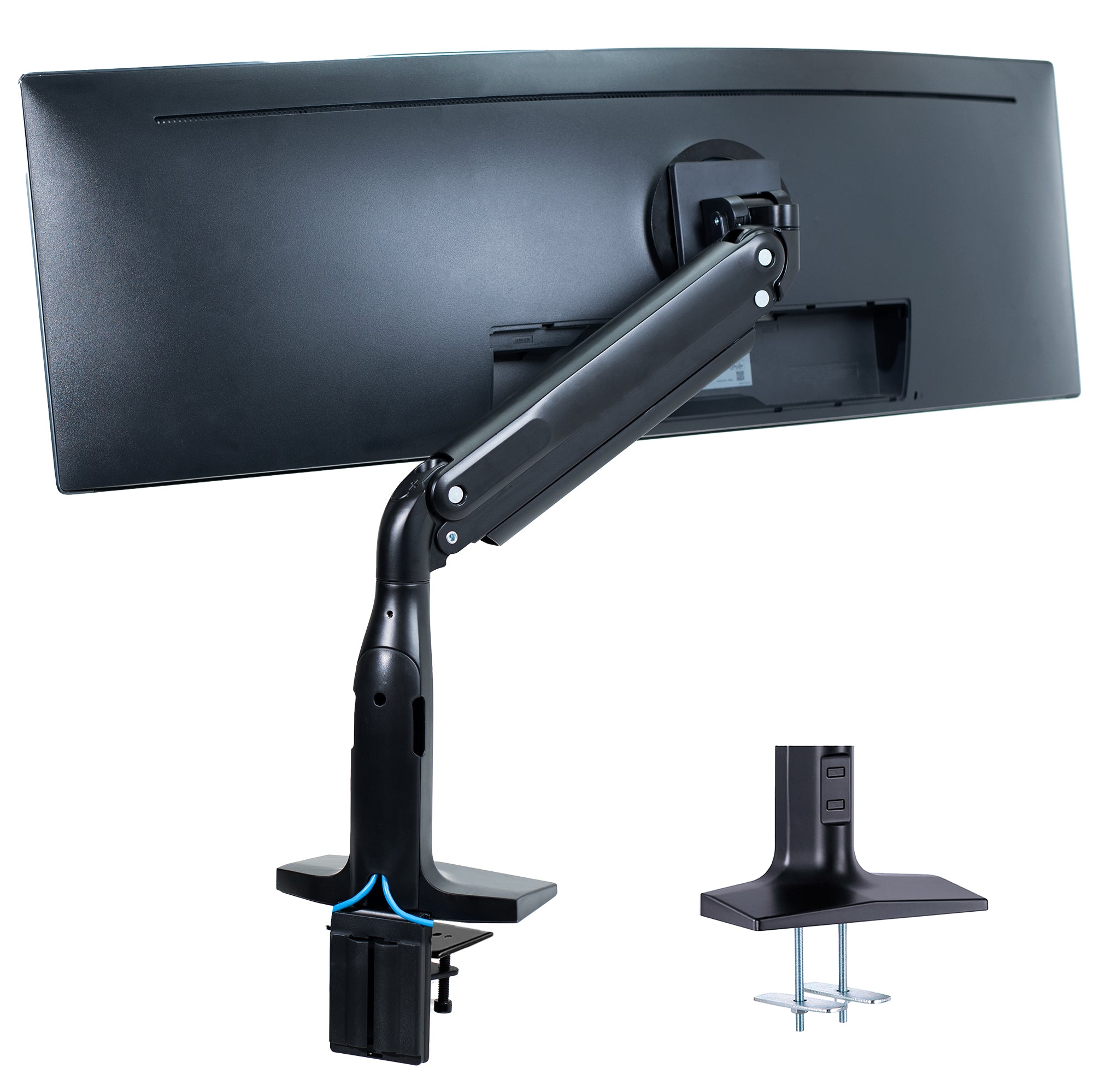 Ultrawide Single Monitor Desk Mount - Pneumatic Arm Stand for 49-Inch Screens - Perfect for Home Office, Gaming & Workspace Setup